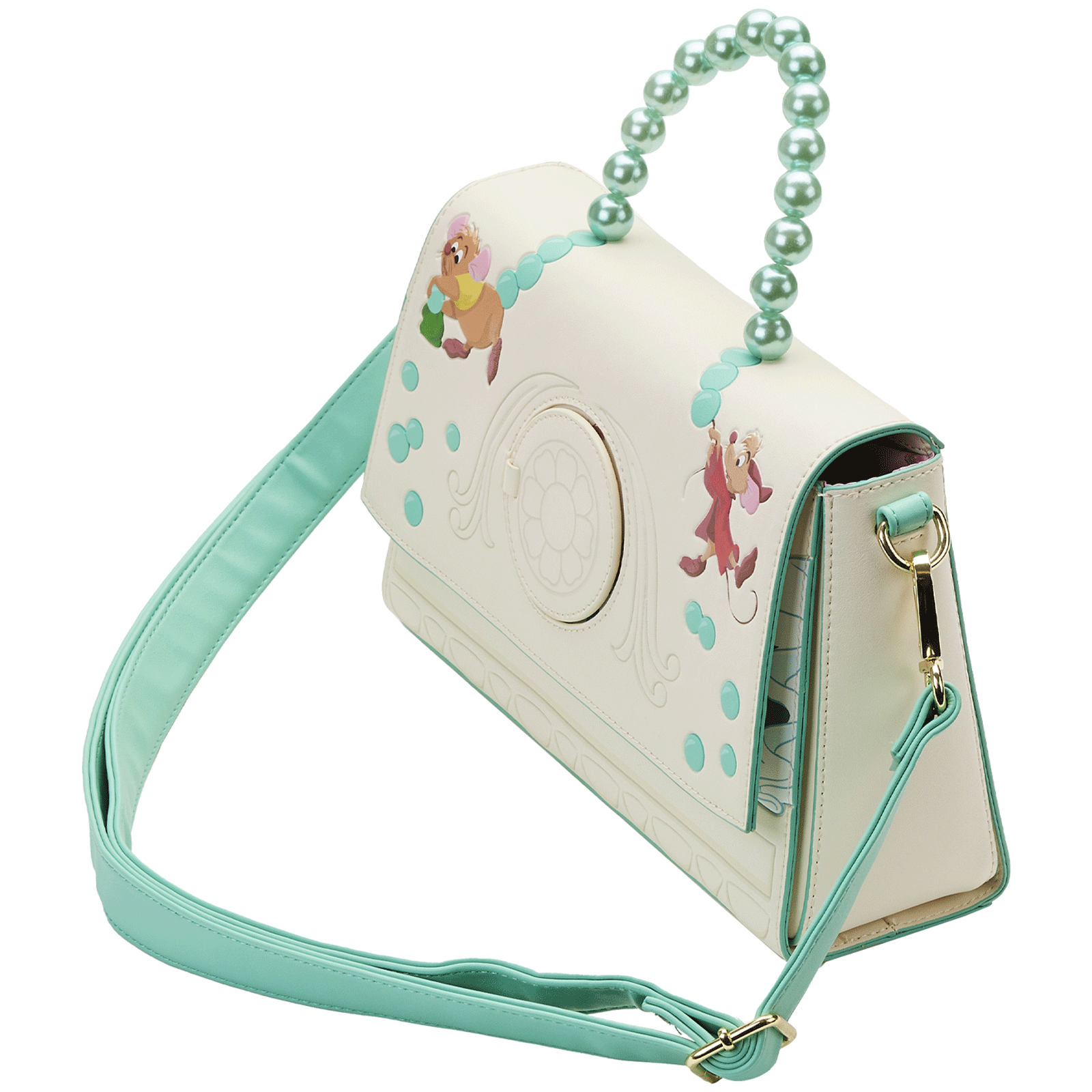 Loungefly x Disney Cinderella Gus and Jaq Bead Handle Crossbody Bag - GeekCore