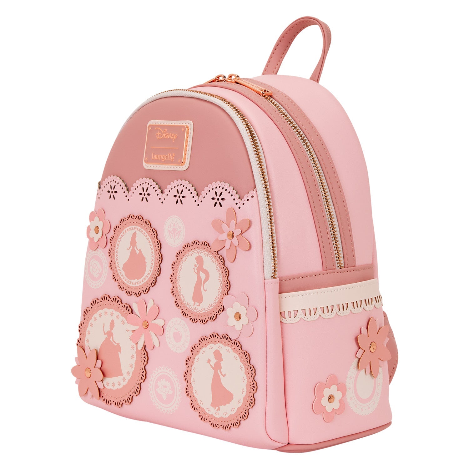 Loungefly x Disney Floral Pink Princess Silhouettes Mini Backpack - GeekCore