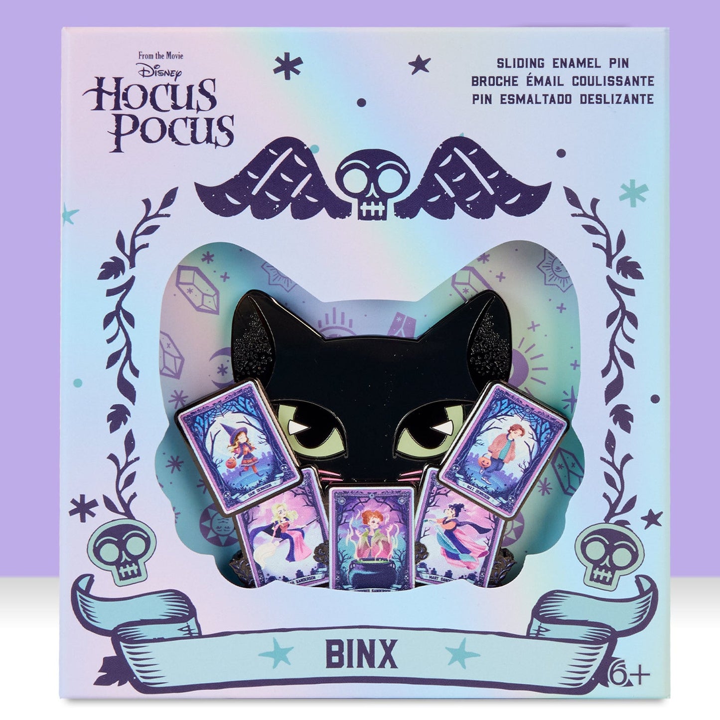 Loungefly x Disney Hocus Pocus Tarot Binx Glow In The Dark Sliding 3" Collector Box Pin - GeekCore