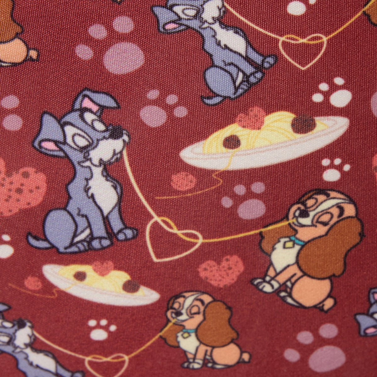 Loungefly x Disney Lady & the Tramp Spaghetti Dinner Charm Crossbody Bag - GeekCore