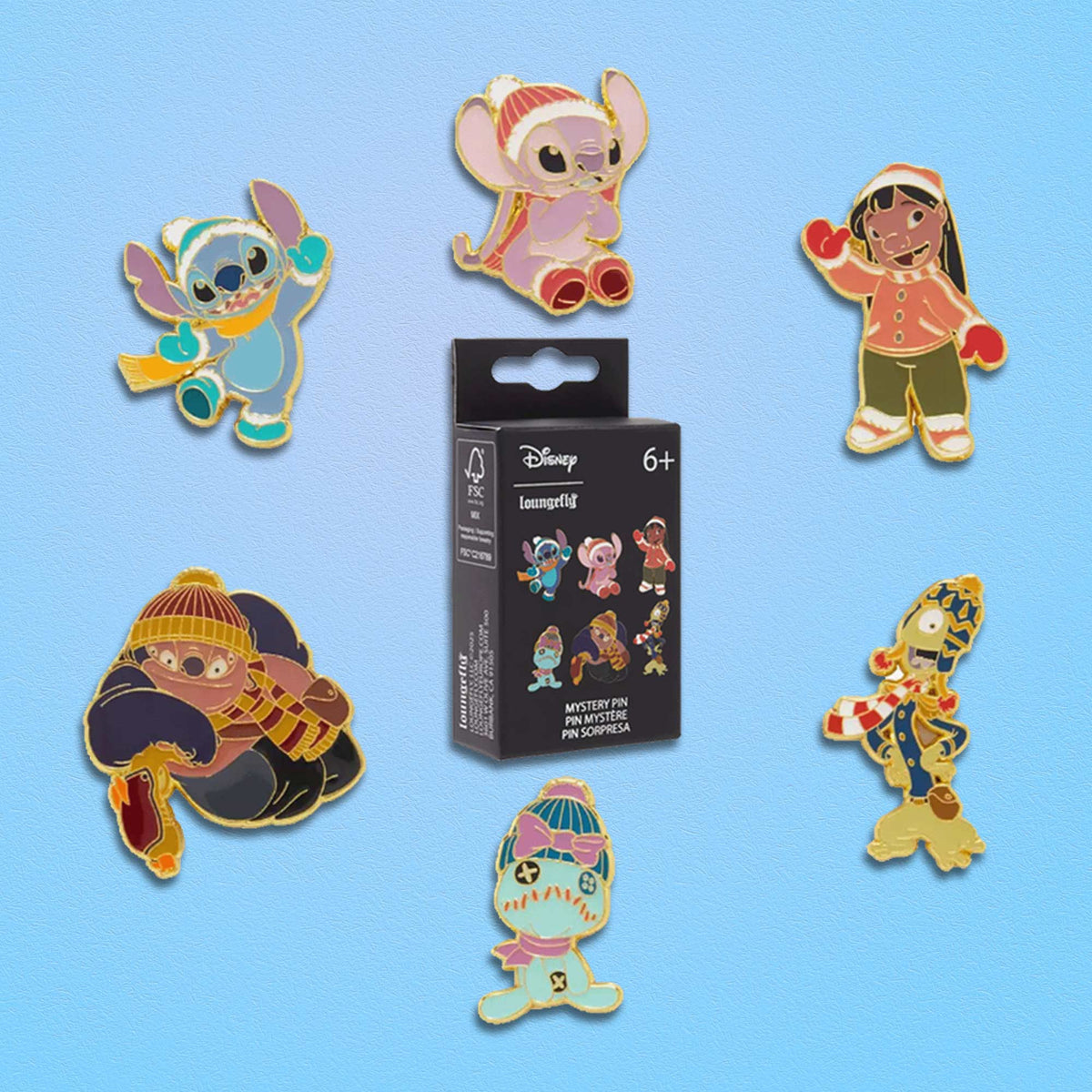Loungefly x Disney Lilo & Stitch Winter Theme Blind Box Mystery Pin - GeekCore