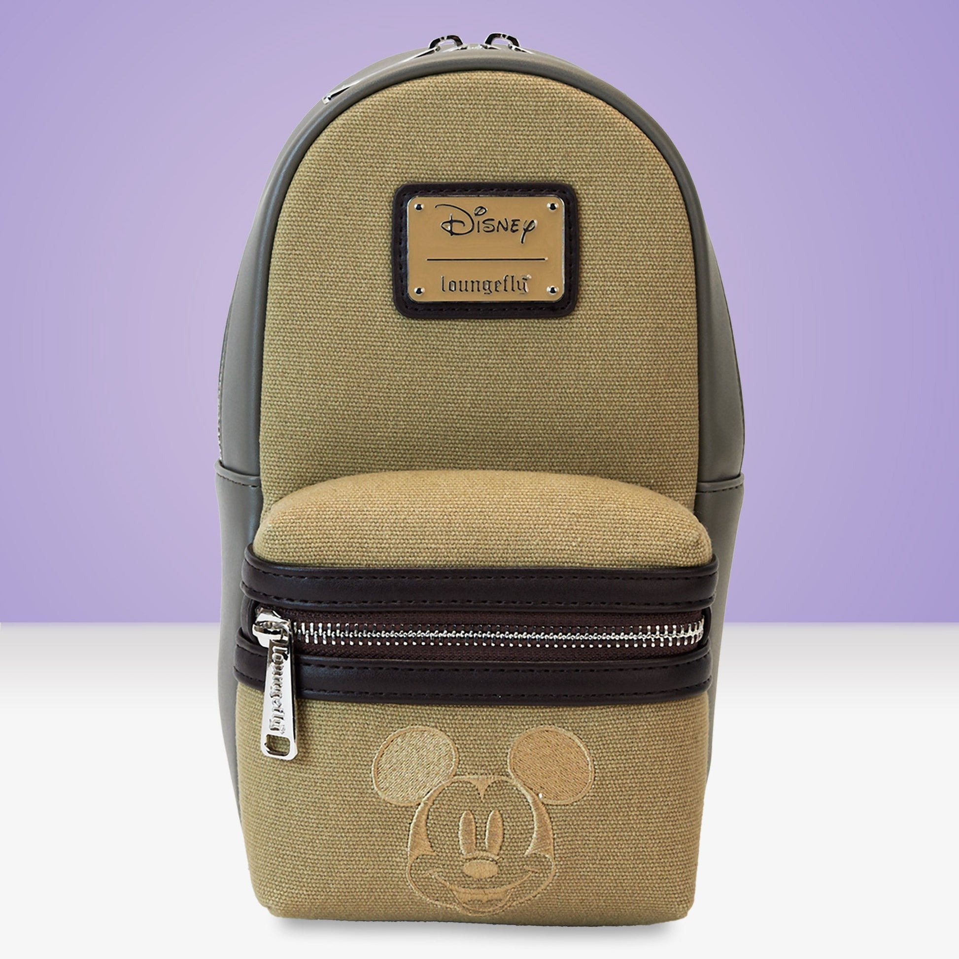 Loungefly x Disney Mickey And Friends Faux Leather And Canvas Water Bottle Crossbody Bag - GeekCore