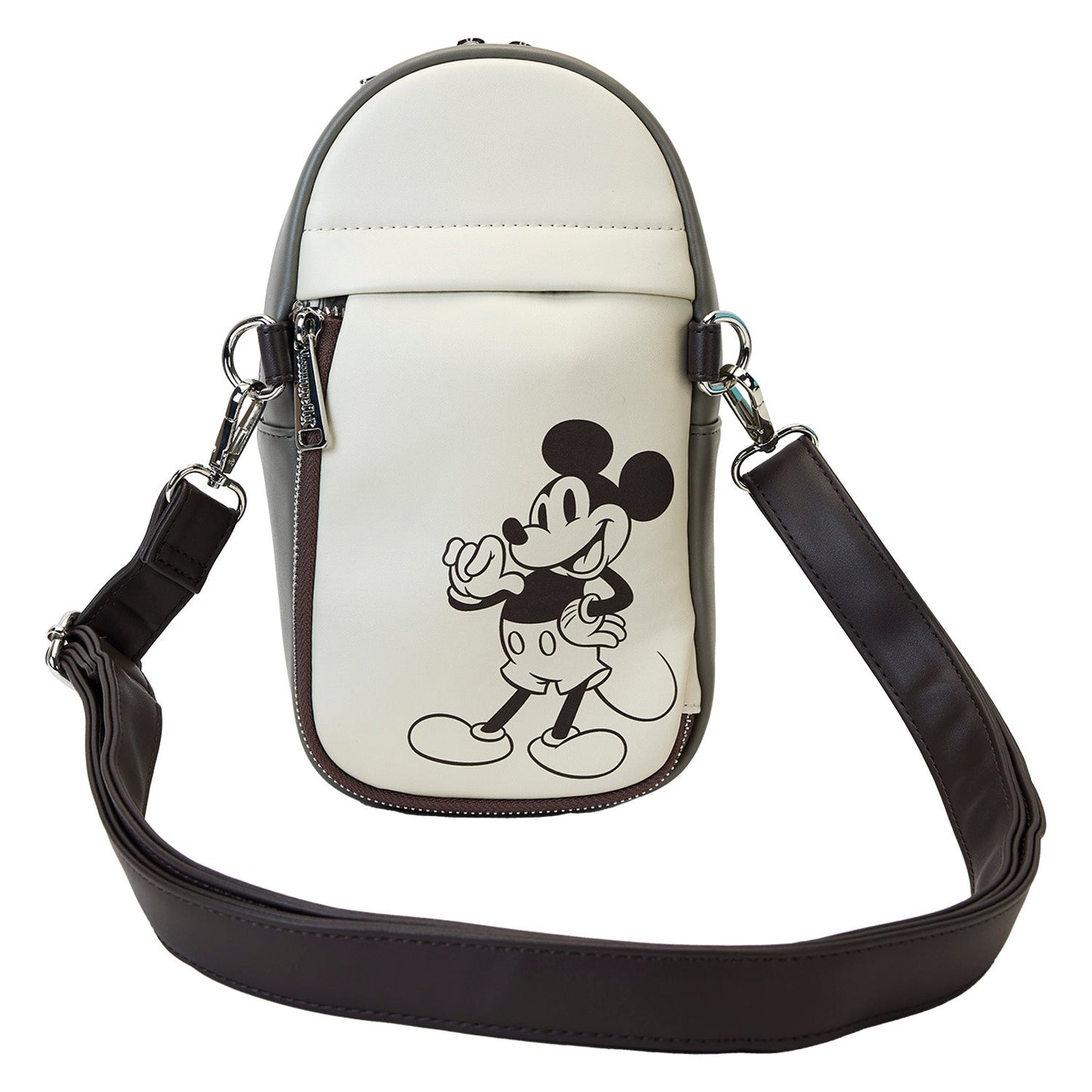 Loungefly x Disney Mickey And Friends Faux Leather And Canvas Water Bottle Crossbody Bag - GeekCore