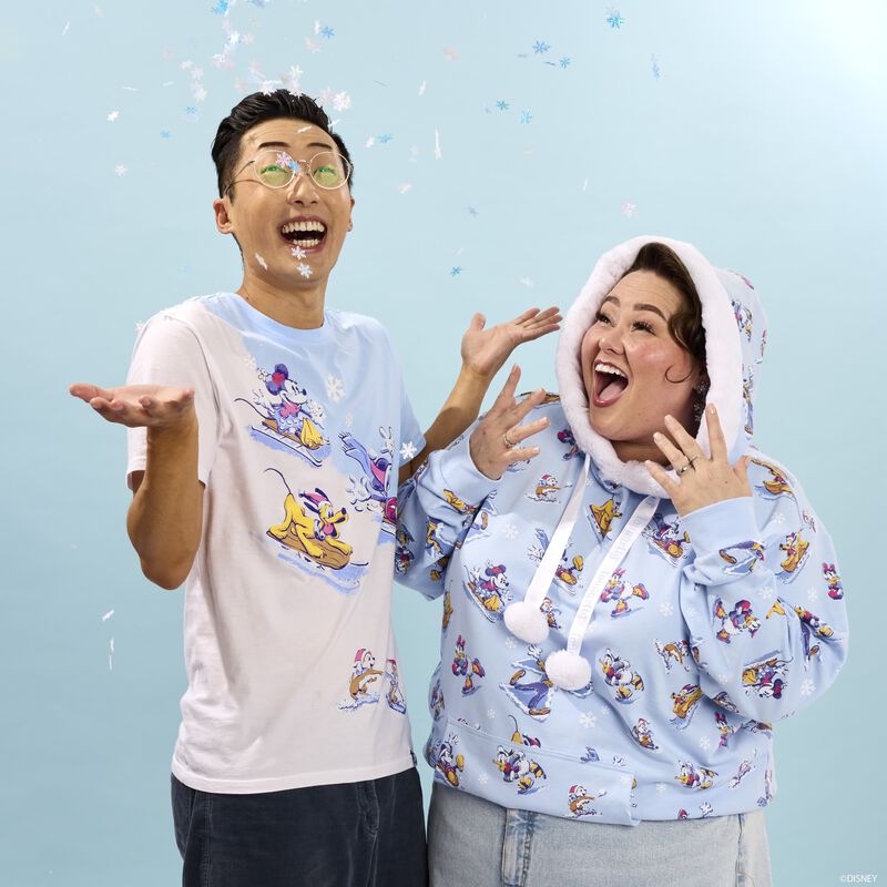 Loungefly x Disney Mickey And Friends Winter Wonderland Hooded Sweatshirt - GeekCore