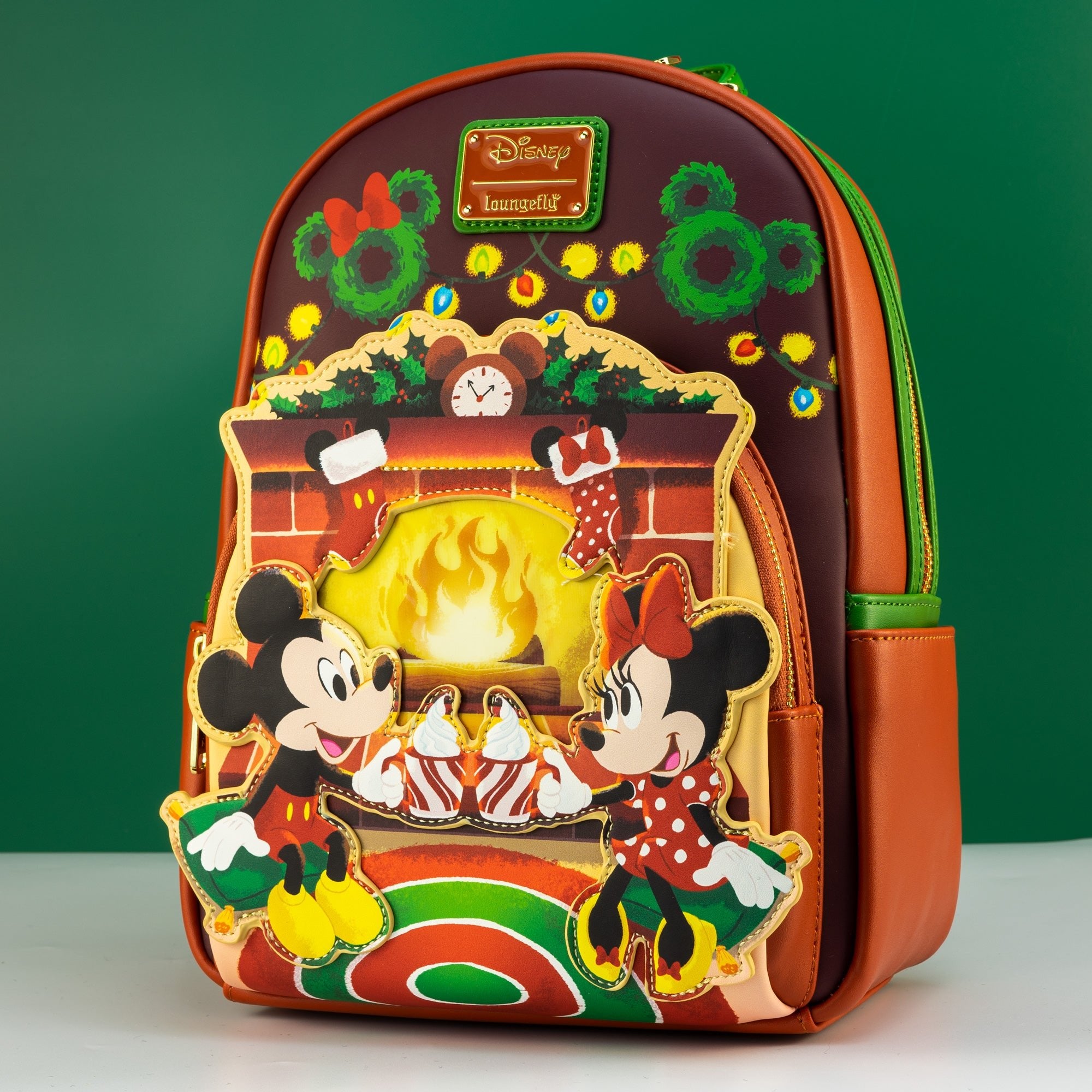 Loungefly x Disney Mickey and Minnie Christmas Fireplace Mini Backpack - GeekCore