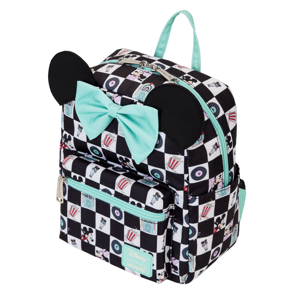 Loungefly X Disney Mickey And Minnie Date Night Diner AOP Mini Backpack - GeekCore