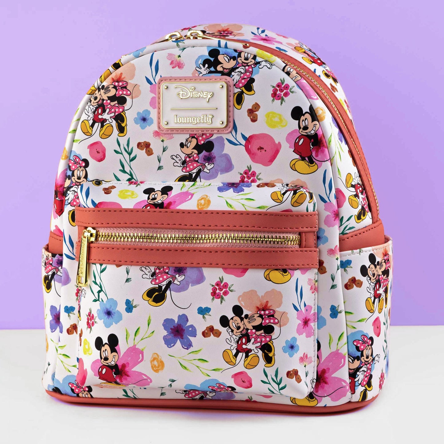 Loungefly x Disney Mickey and Minnie Floral Print Mini Backpack - GeekCore