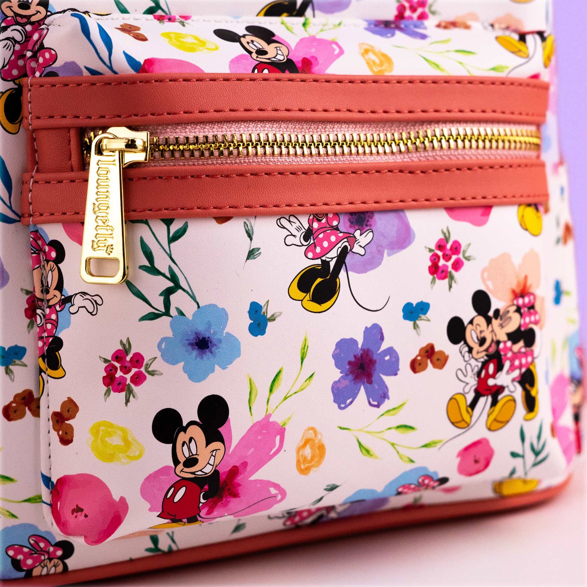 Loungefly x Disney Mickey and Minnie Floral Print Mini Backpack - GeekCore