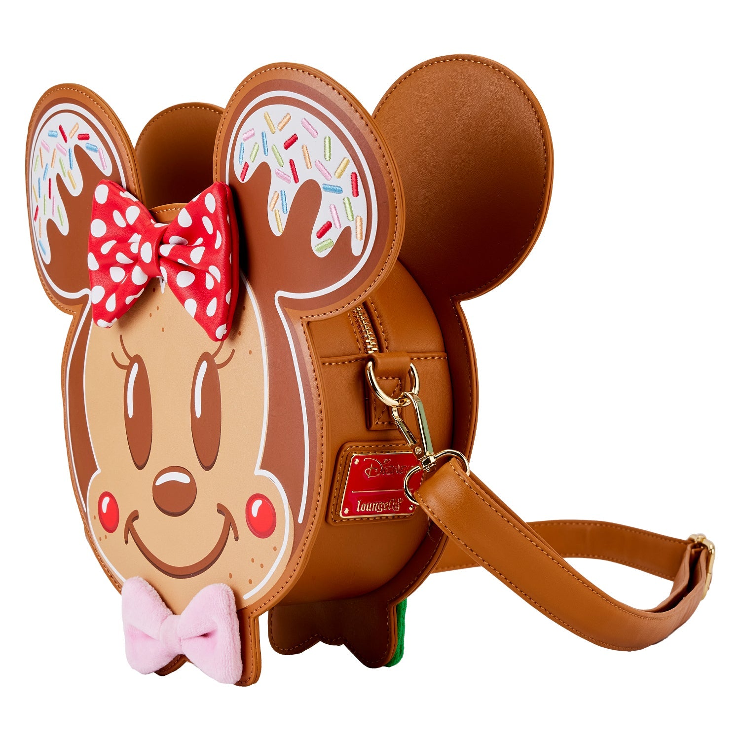 Loungefly x Disney Mickey and Minnie Gingerbread Cookie Figural Crossbody Bag - GeekCore