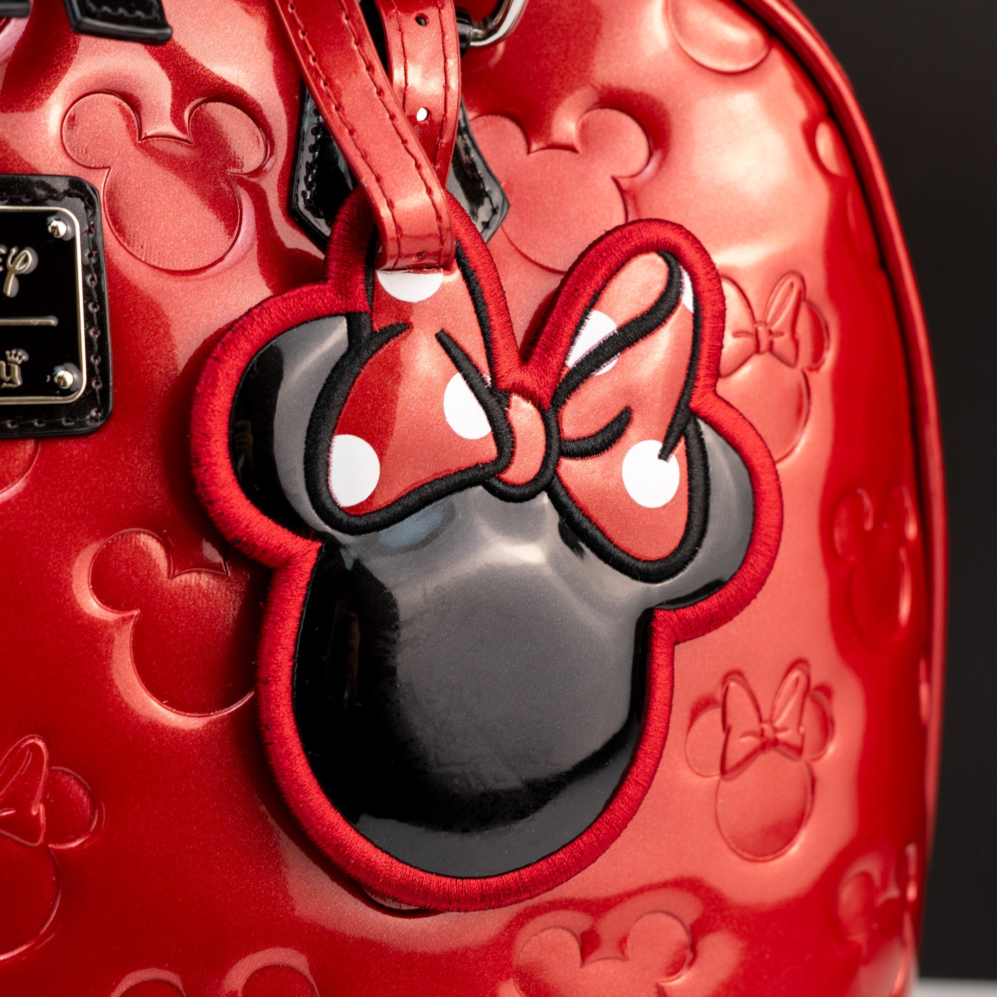 Loungefly x Disney Mickey and Minnie Mouse Red Embossed Silhouettes Tote Bag - GeekCore