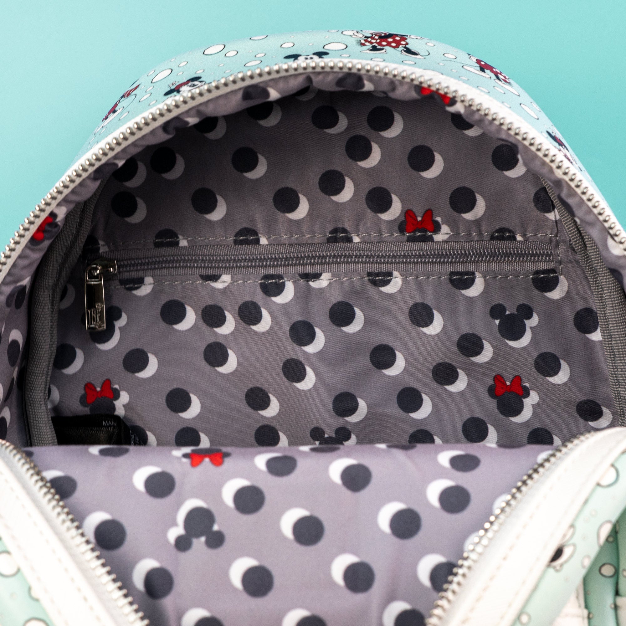 Loungefly x Disney Mickey and Minnie Mouse Snowball AOP Mini Backpack - GeekCore