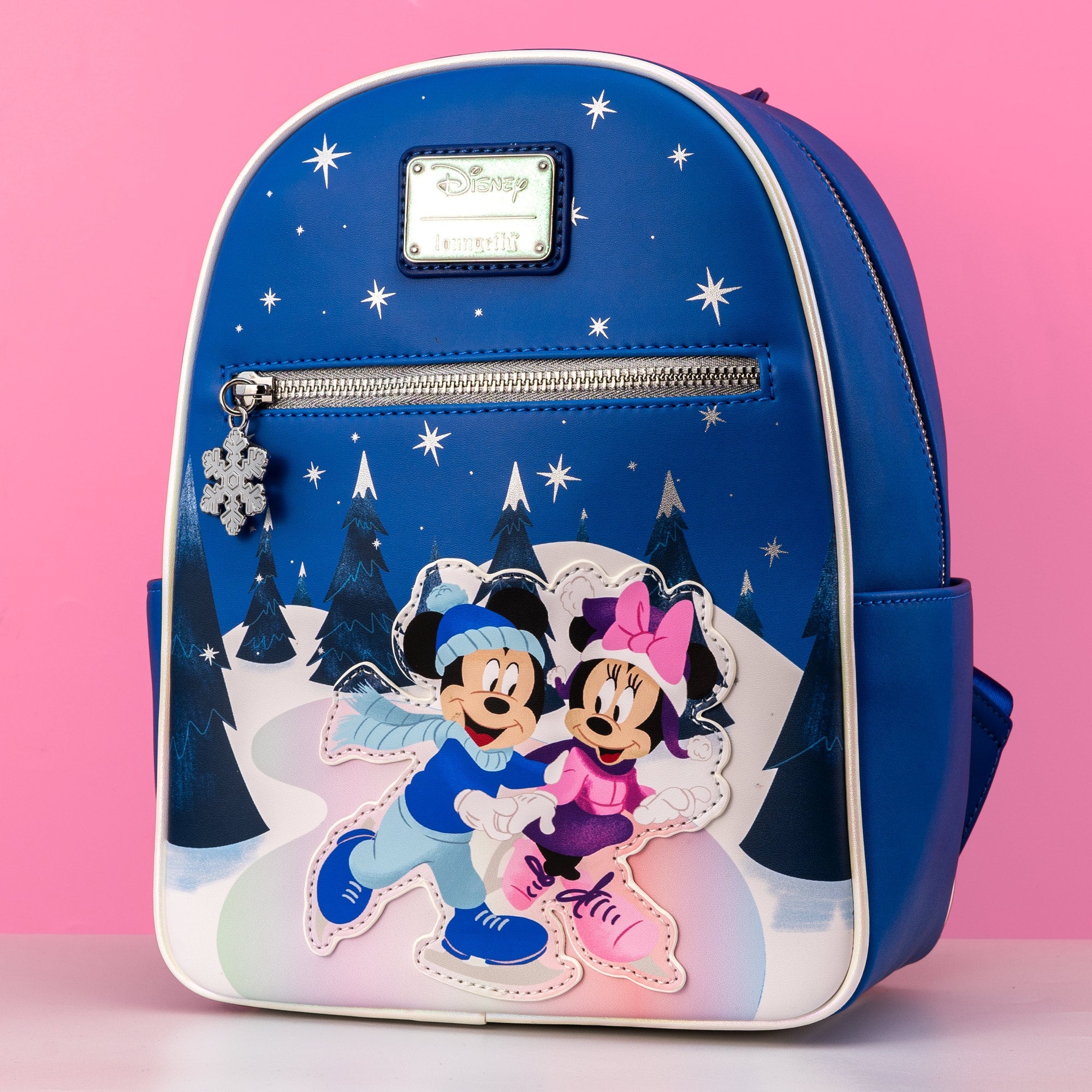 Loungefly x Disney Mickey and Minnie Mouse Winter Ice Skating Mini Backpack - GeekCore