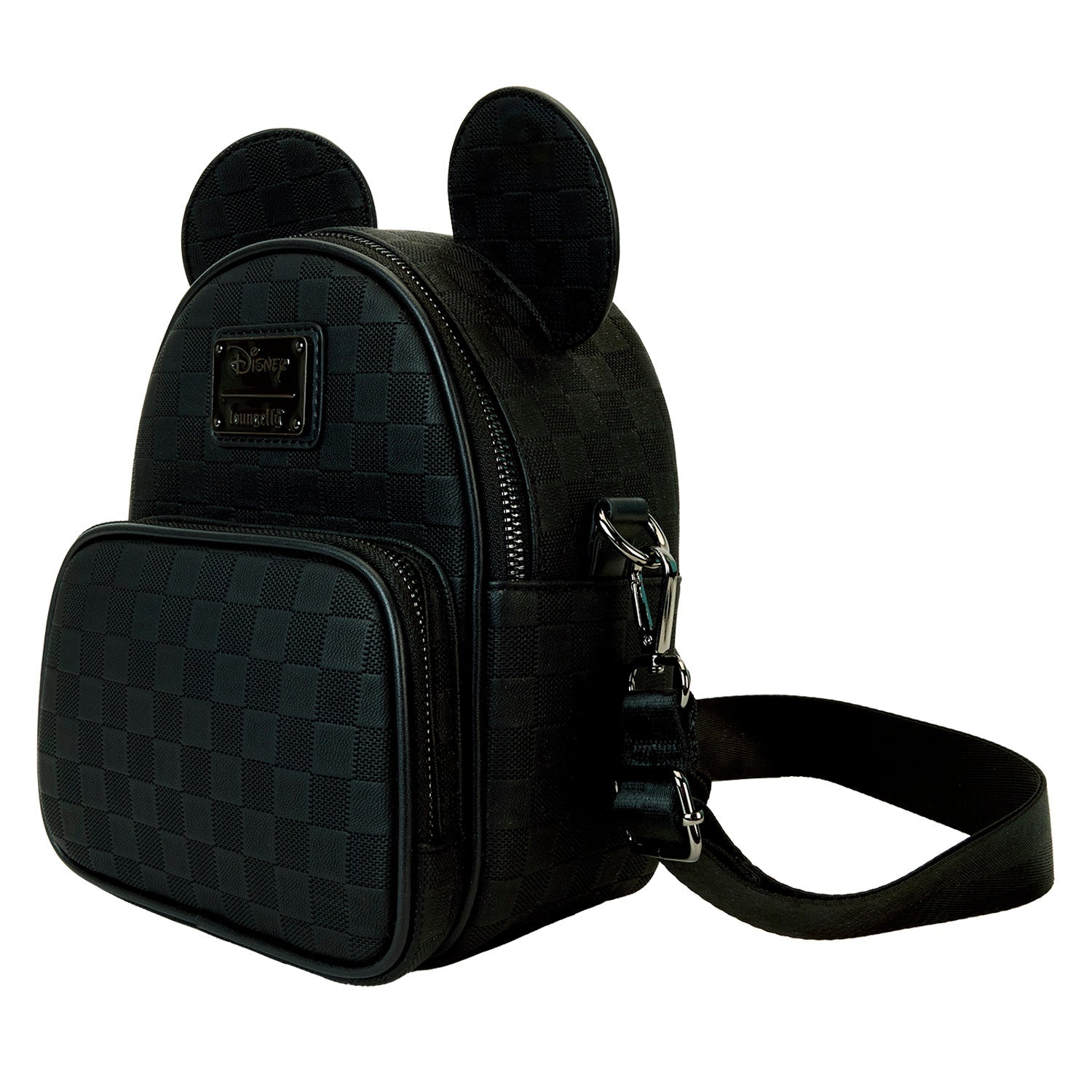 Loungefly x Disney Mickey Ear Black Damier Convertible Crossbody - GeekCore