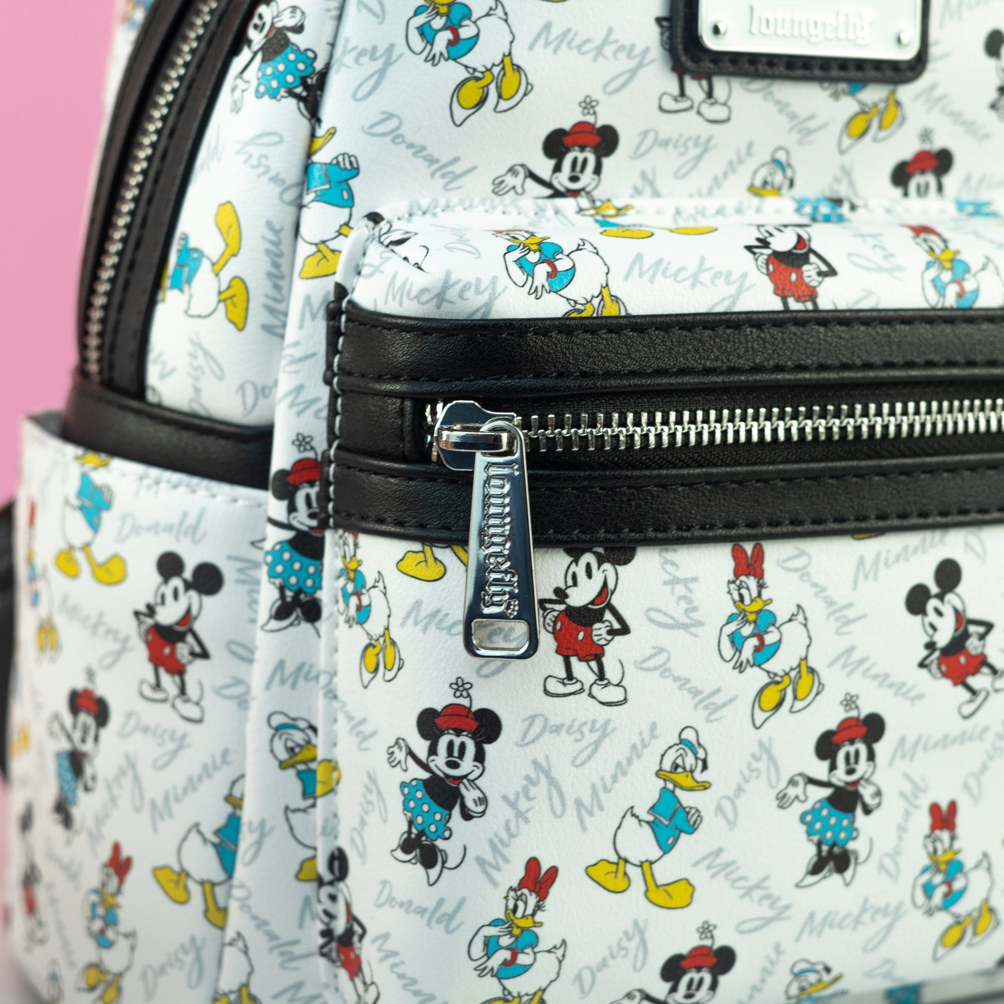 Loungefly x Disney Mickey, Minnie, Donald and Daisy AOP Mini Backpack - GeekCore