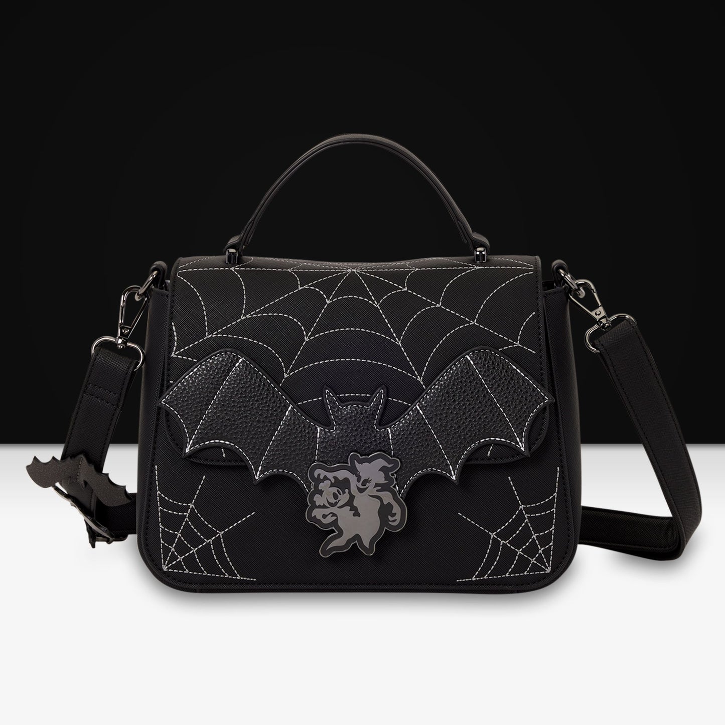 Loungefly x Disney Mickey & Minnie Spiderweb And Bats Crossbody Bag - GeekCore