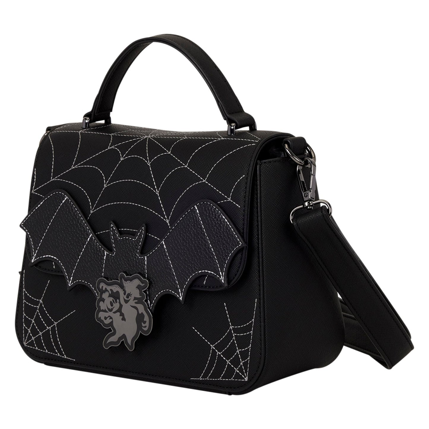Loungefly x Disney Mickey & Minnie Spiderweb And Bats Crossbody Bag - GeekCore