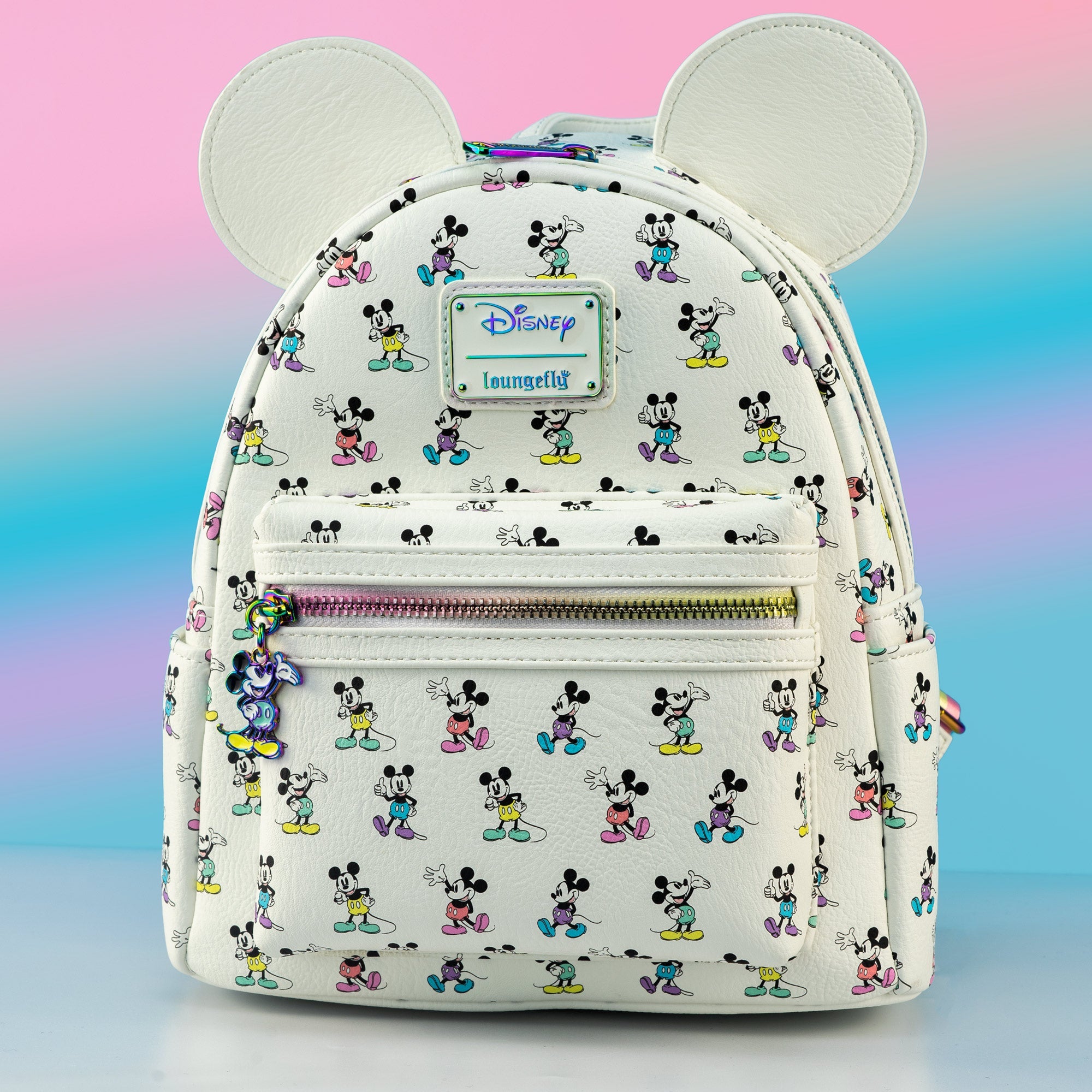 Loungefly x Disney Mickey Mouse Pastel Rainbow Poses Mini Backpack - GeekCore