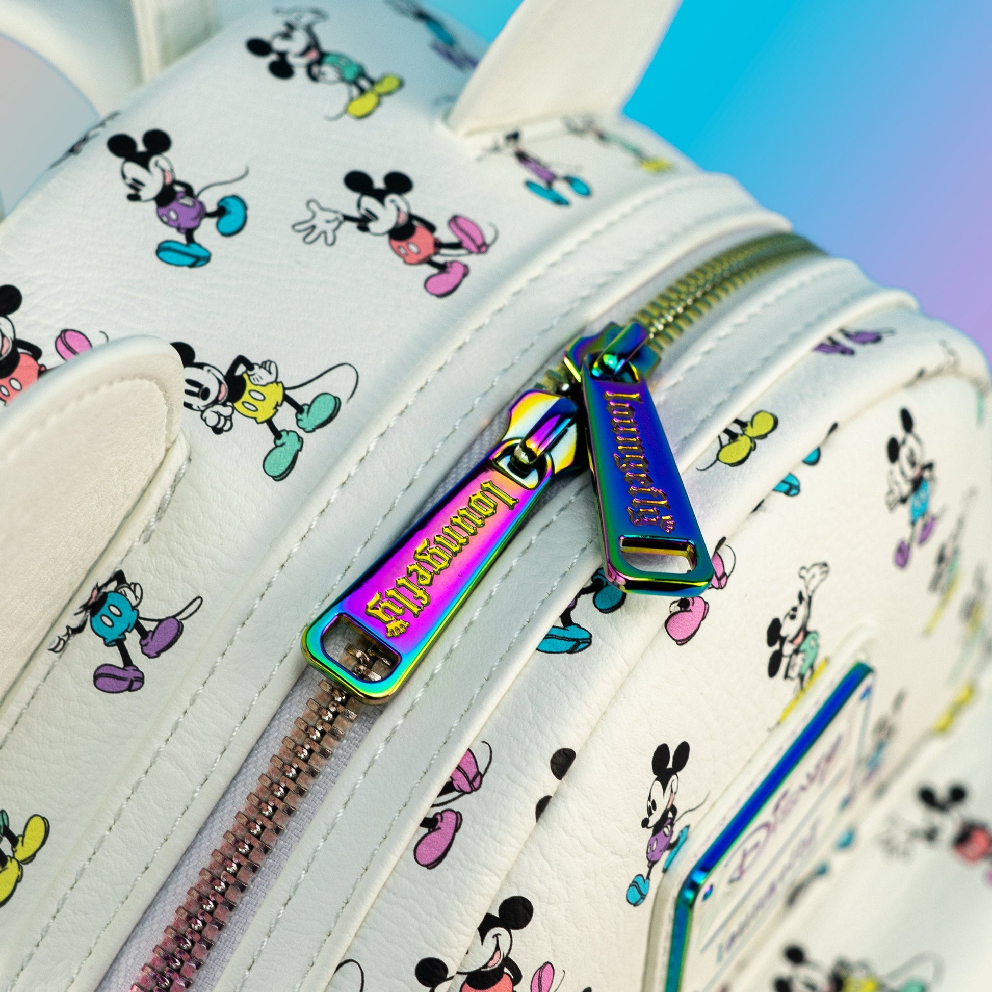 Loungefly x Disney Mickey Mouse Pastel Rainbow Poses Mini Backpack - GeekCore