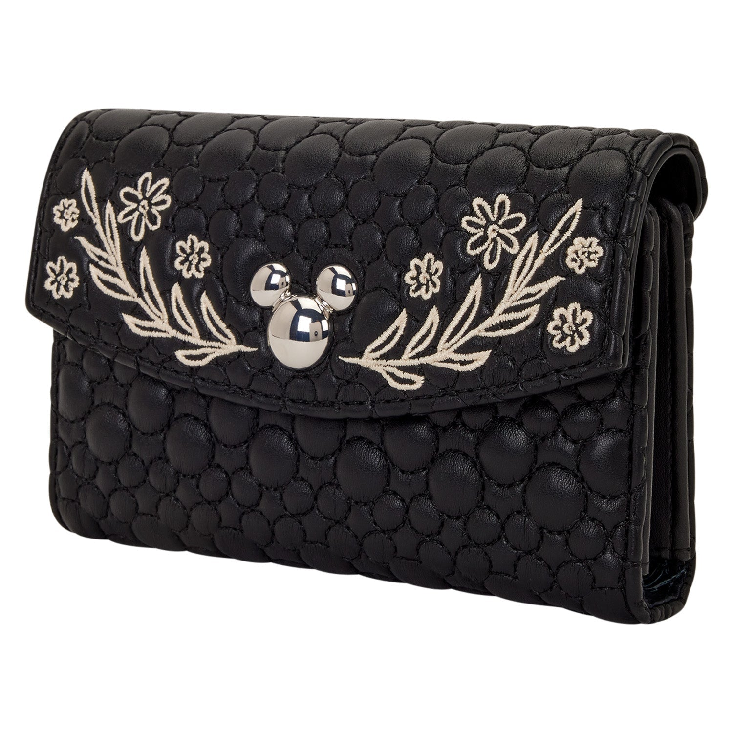 Loungefly x Disney Mickey Mouse Quilted Floral Flap Wallet - GeekCore