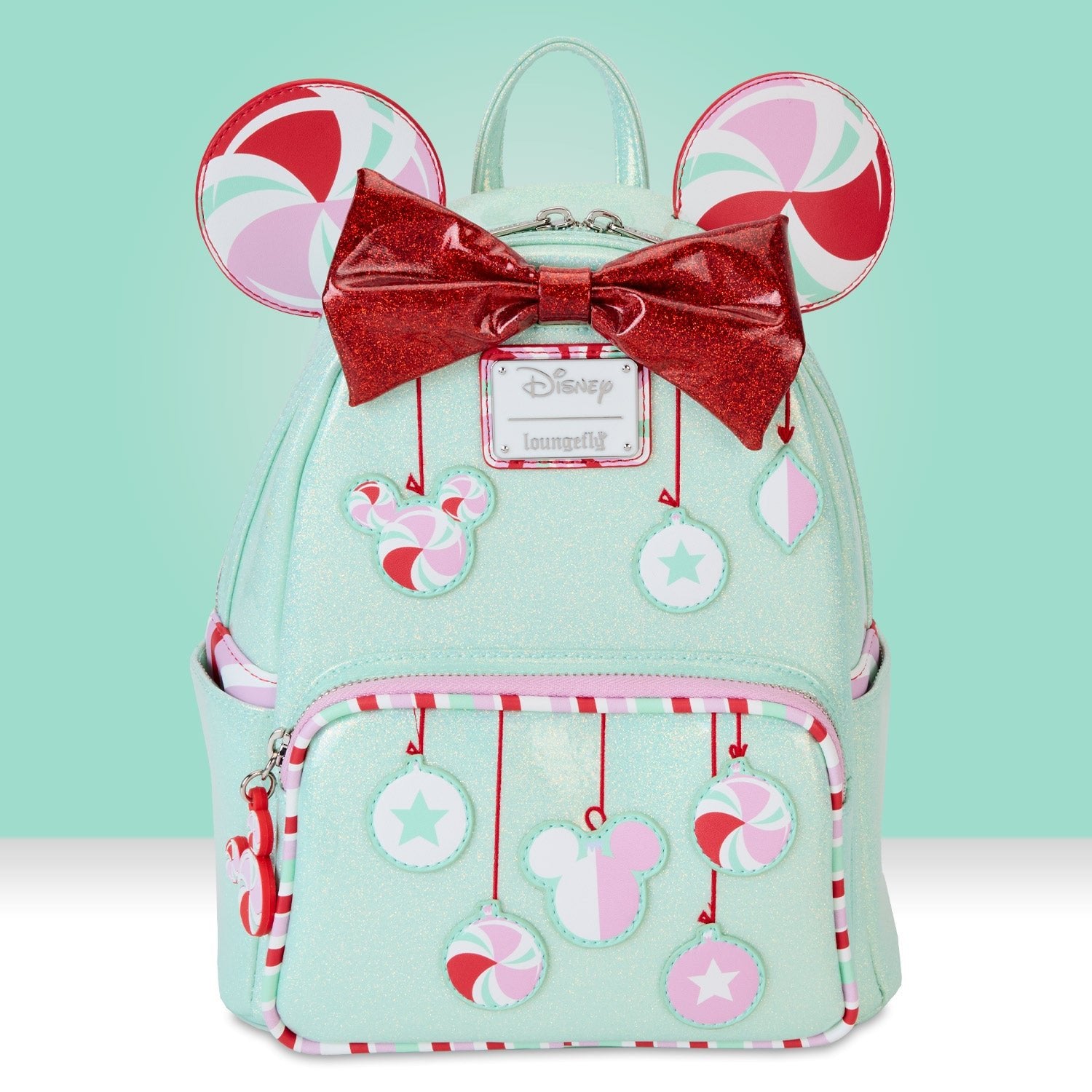 Loungefly x Disney Minnie Holiday Peppermint Ornaments Mini Backpack - GeekCore