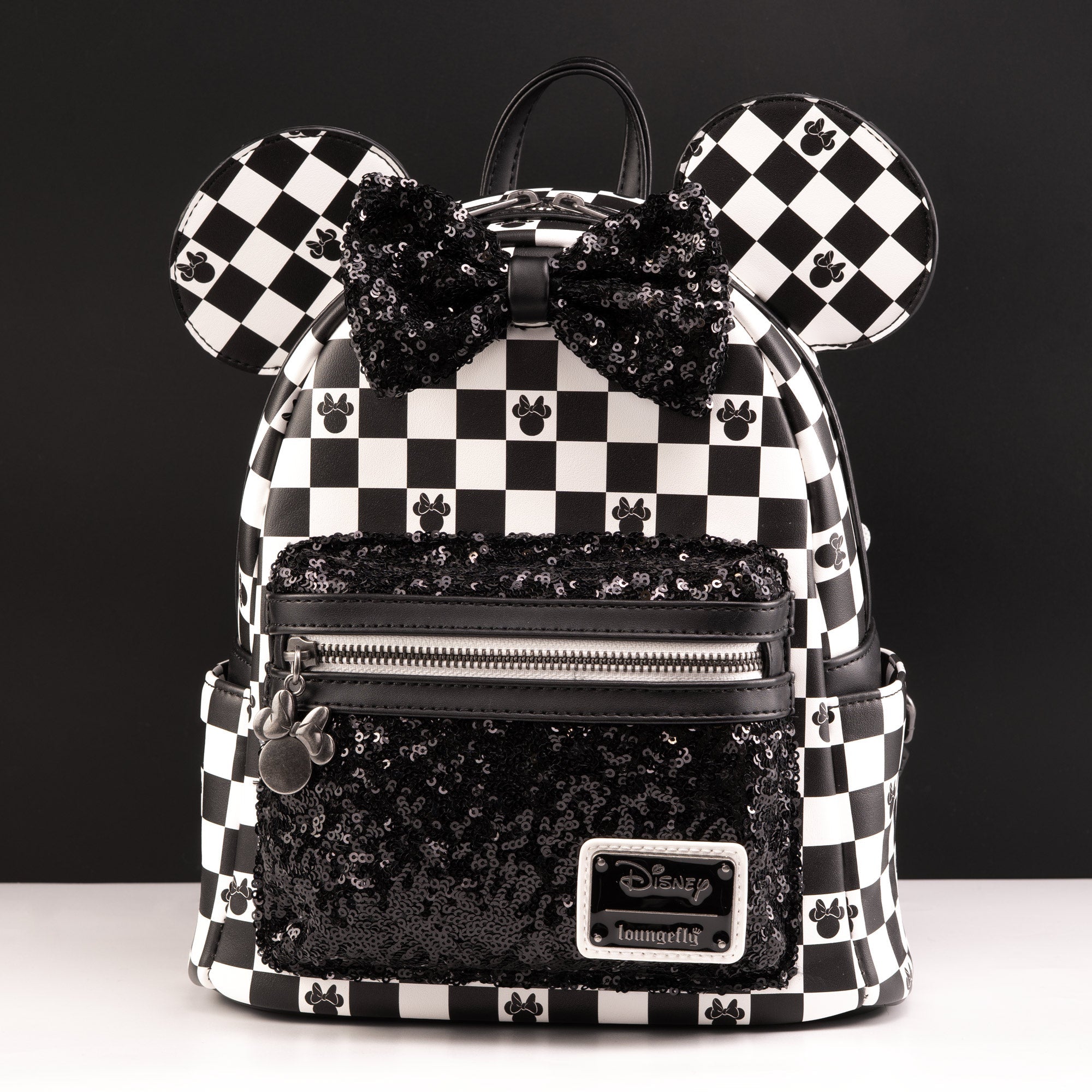 Loungefly x Disney Minnie Mouse Checkerboard Sequin Mini Backpack - GeekCore