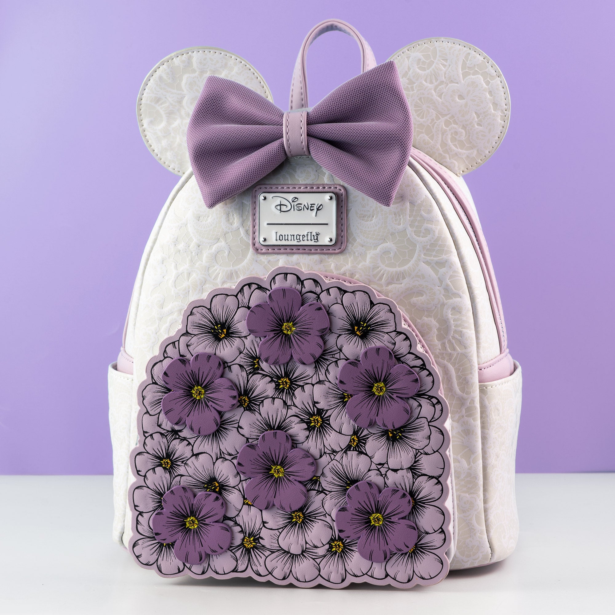 Loungefly x Disney Minnie Mouse Floral Wedding Bouquet Mini Backpack - GeekCore