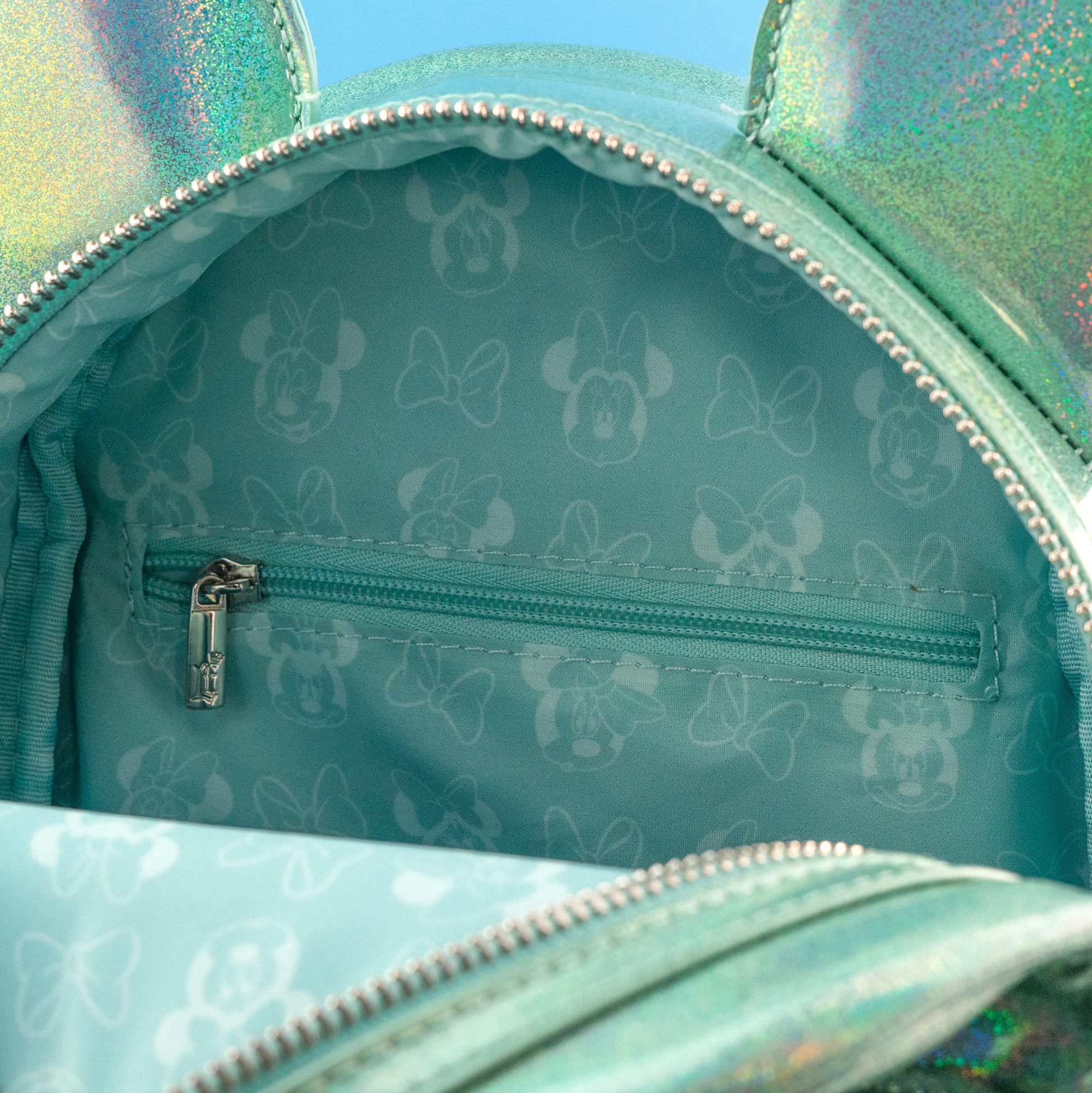 Loungefly x Disney Minnie Mouse Holographic Jade Sequin Mini Backpack - GeekCore