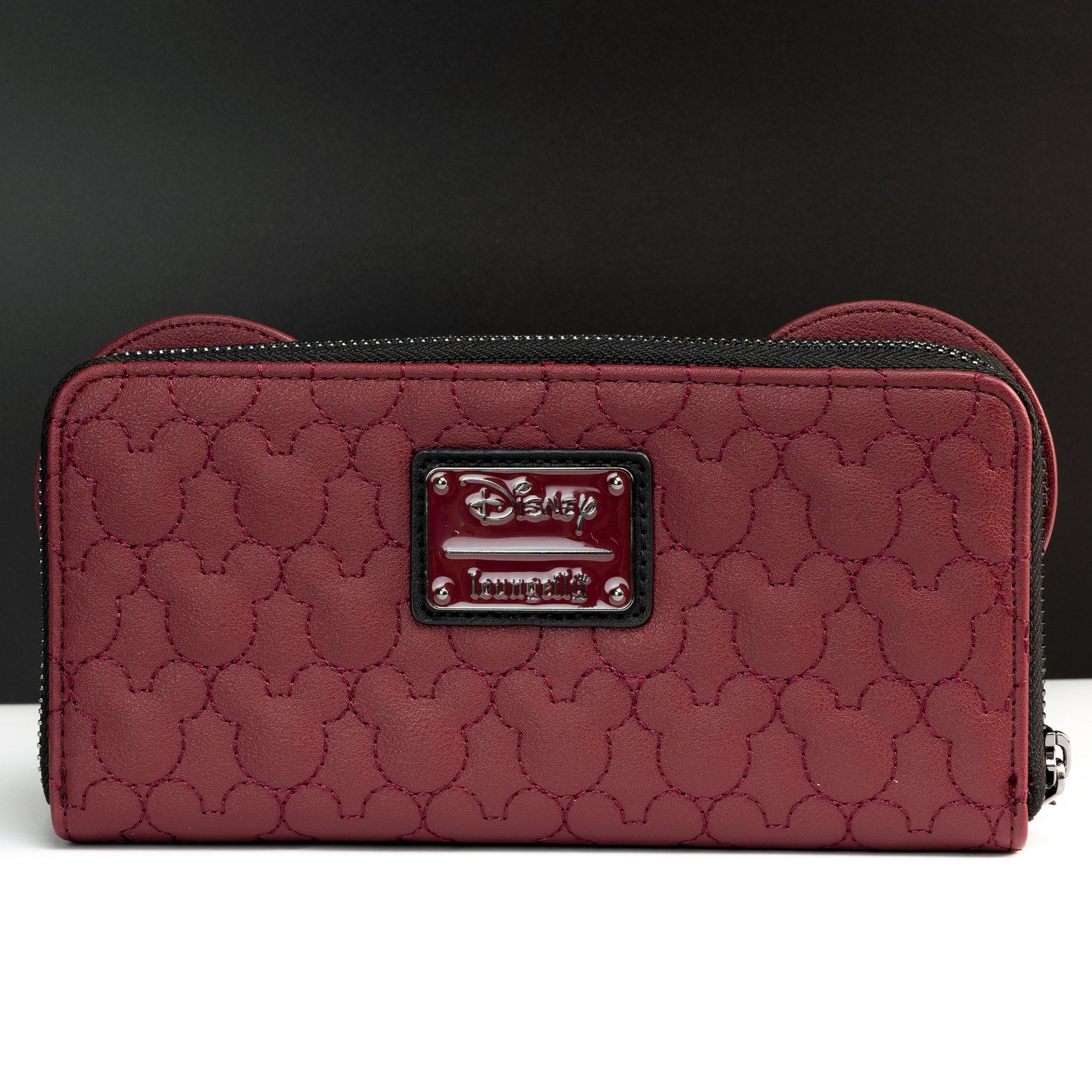 Loungefly X Disney Minnie Mouse Maroon Quilted Zip Around Purse - GeekCore