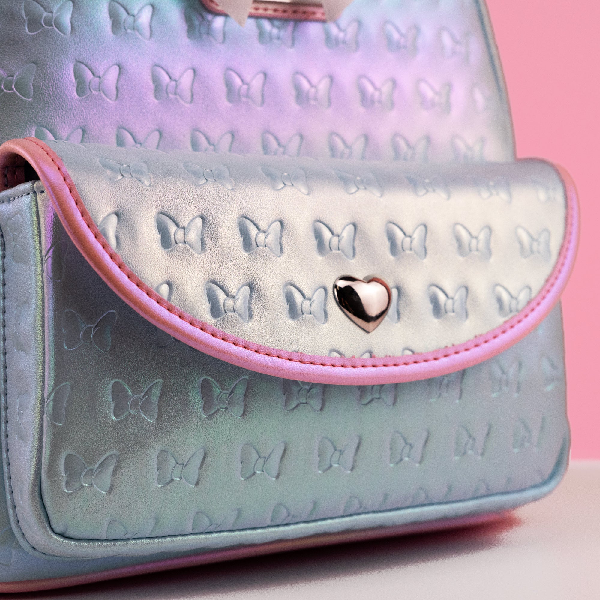 Loungefly x Disney Minnie Mouse Pearlescent Blue Bows Mini Backpack - GeekCore