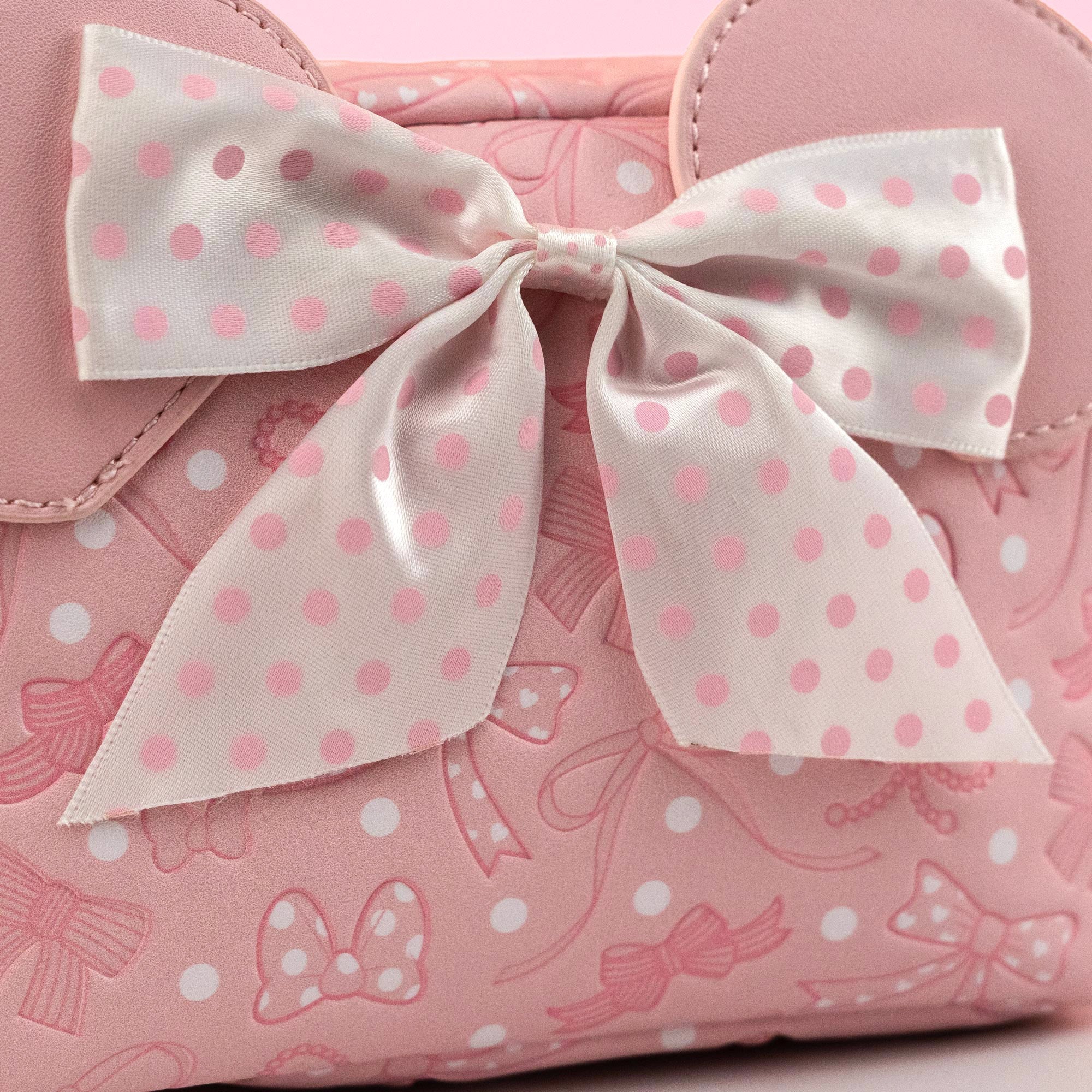 Loungefly x Disney Minnie Mouse Pink Debossed Bows Cosmetic Bag - GeekCore