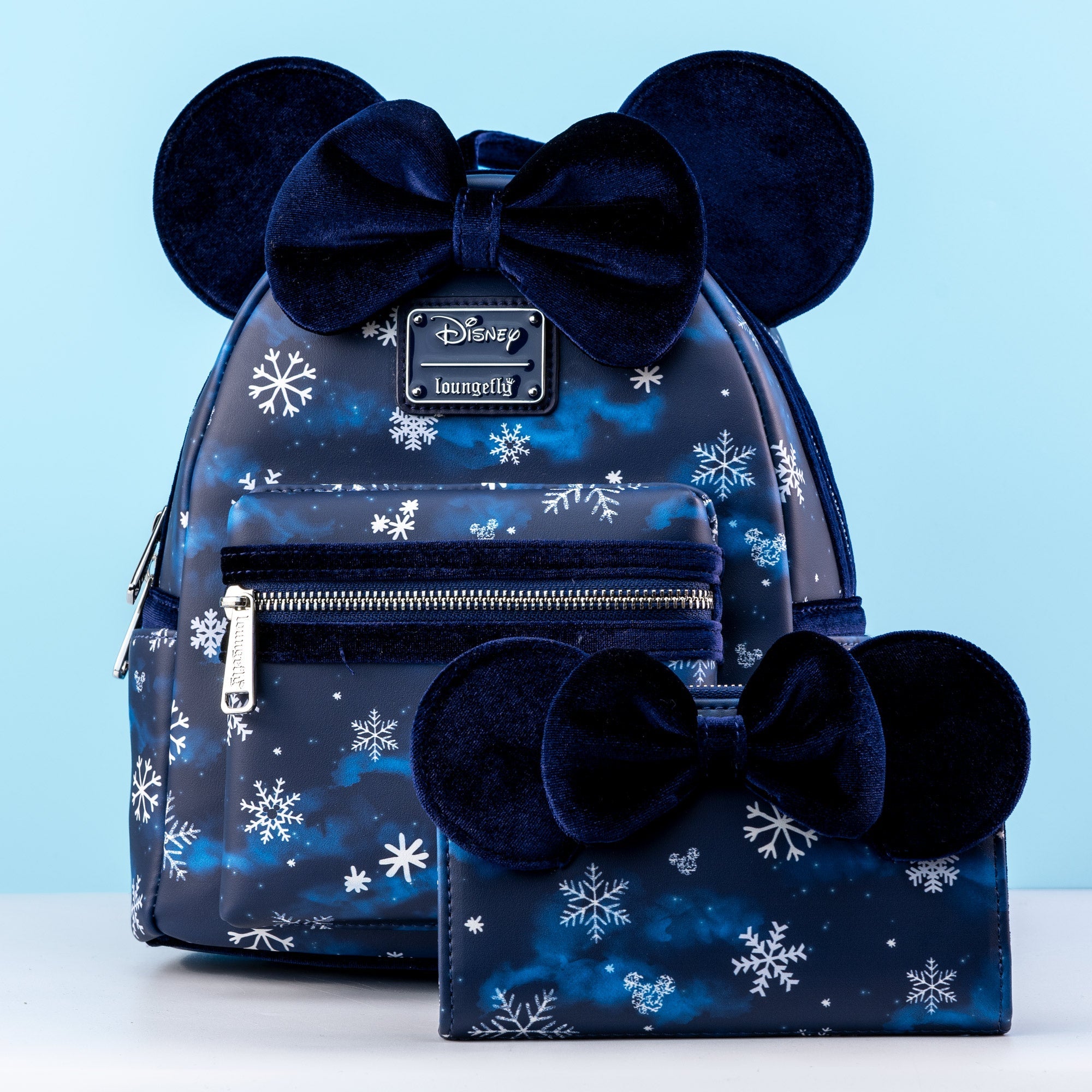 Loungefly x Disney Minnie Mouse Velvet Snowflakes Mini Backpack - GeekCore