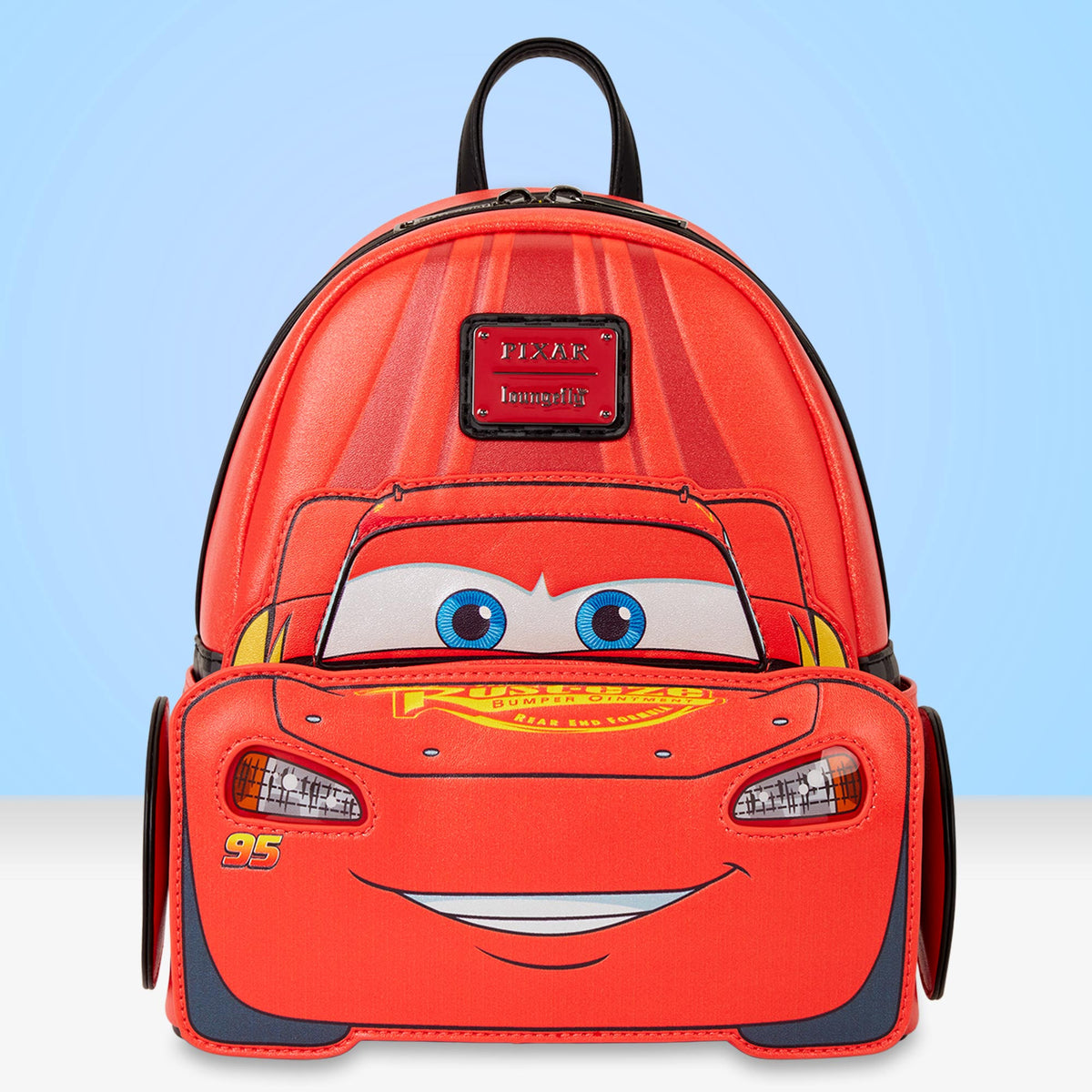 Loungefly x Disney Pixar Cars 20th Anniversary Lightning McQueen Metallic Light-Up Mini Backpack - GeekCore