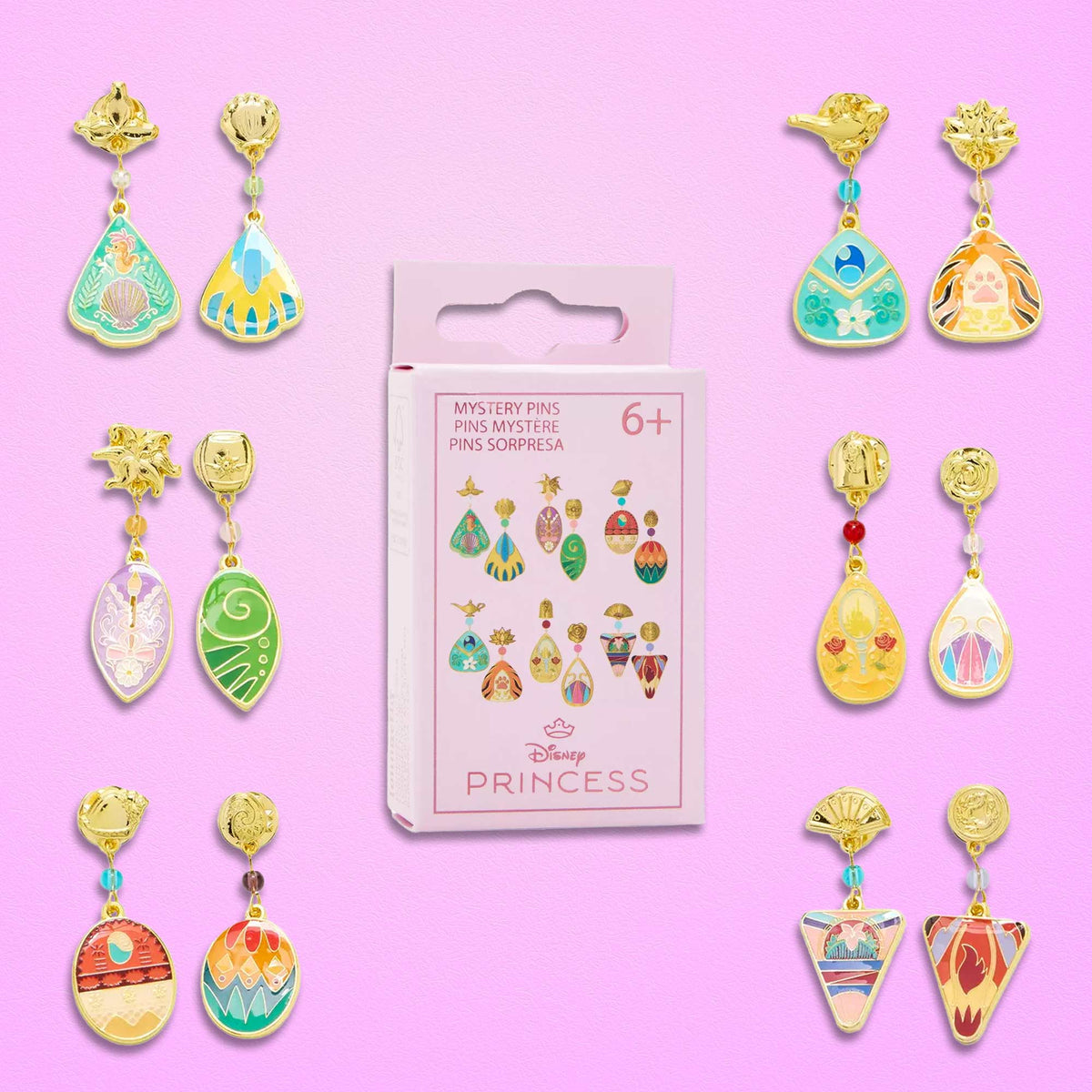 Loungefly x Disney Princess and Sidekick Earrings 2pk Blind Box Mystery Pin - GeekCore
