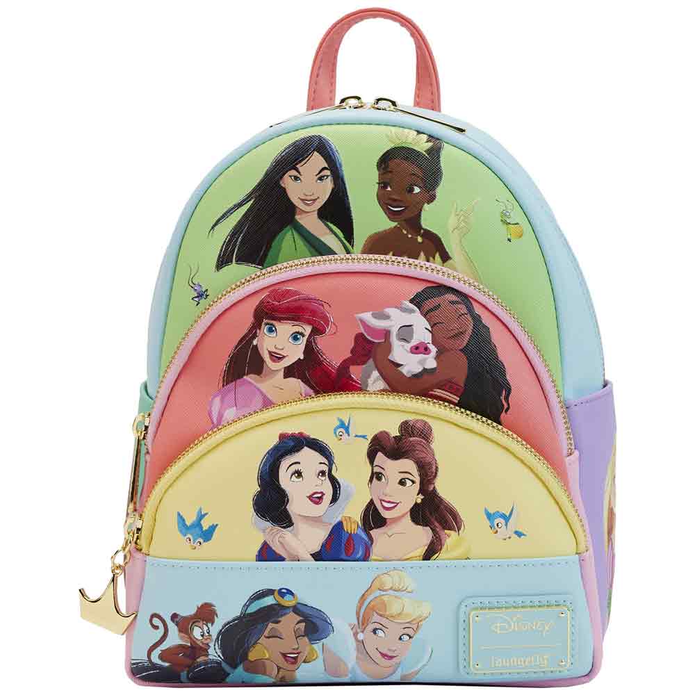 Loungefly x Disney Princess Collage Triple Pocket Mini Backpack - GeekCore