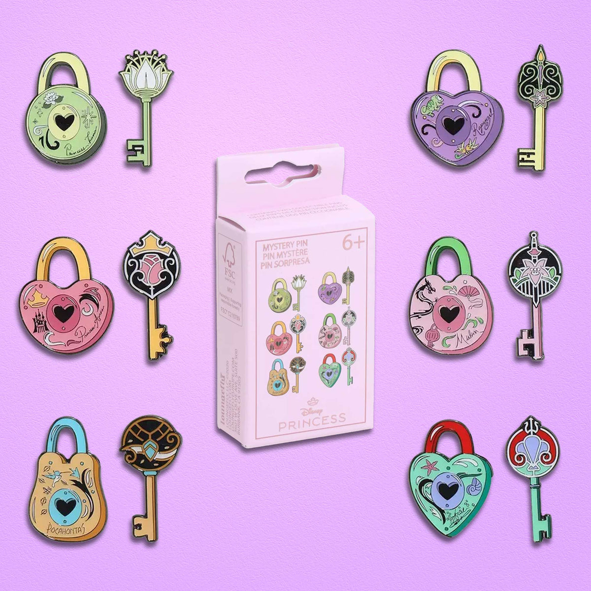 Loungefly x Disney Princess Lock and Key 2pk Blind Box Mystery Pin - GeekCore