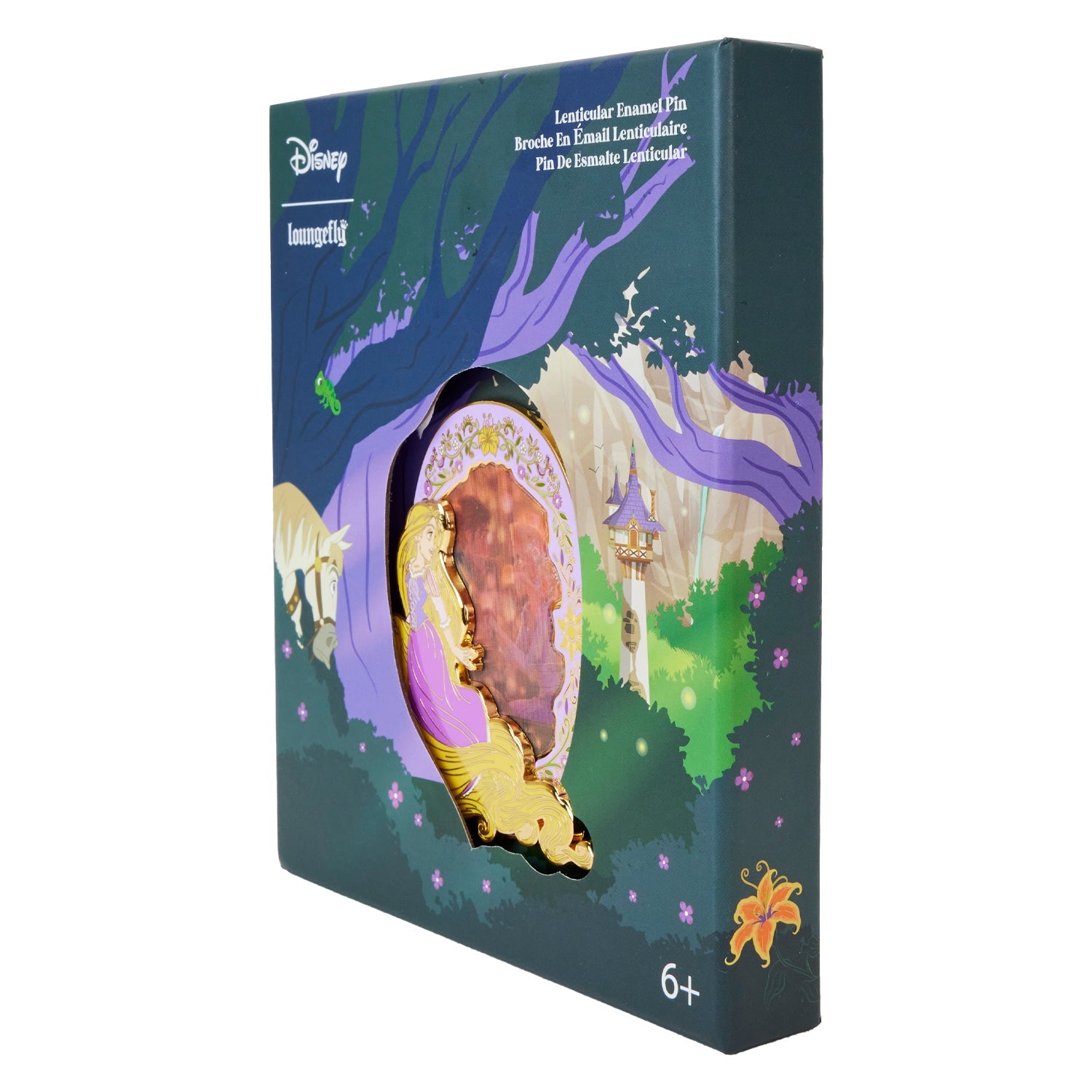 Loungefly x Disney Princess Rapunzel Lentincular 3" Collector Box Pin - GeekCore