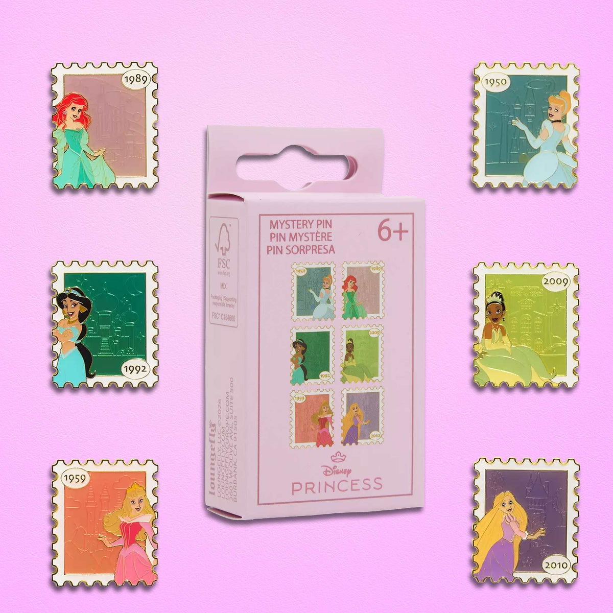 Loungefly x Disney Princess Stamps Blind Box Mystery Pin - GeekCore