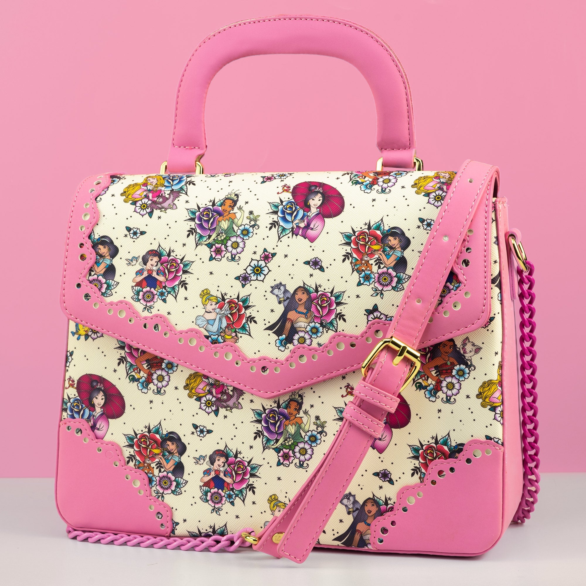 Loungefly x Disney Princess Tattoo All Over Print Crossbody Bag - GeekCore