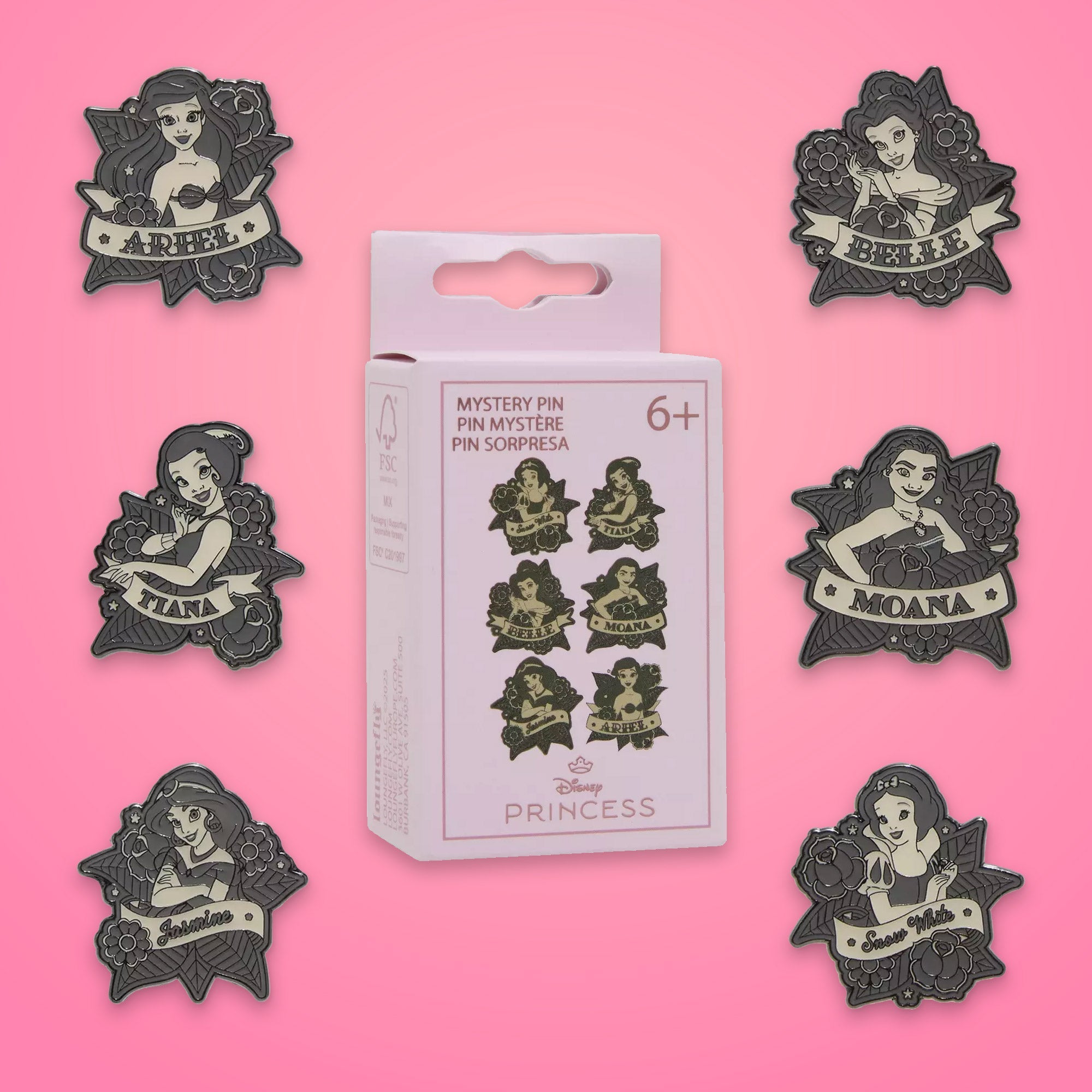 Loungefly x Disney Princesses Two Tone Tattoo Mystery Blind Box Pin - GeekCore