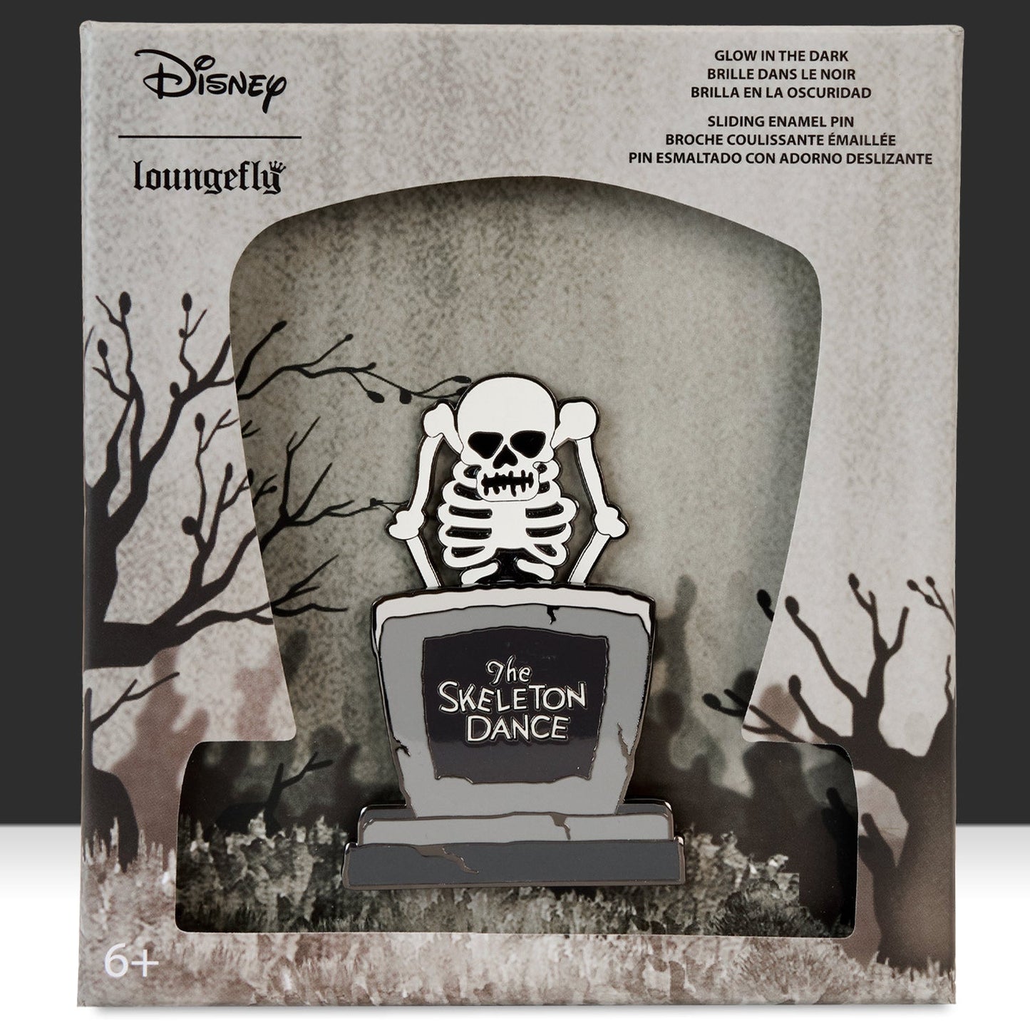 Loungefly x Disney Skeleton Dance Glow In The Dark Sliding 3" Collector Box Pin - GeekCore