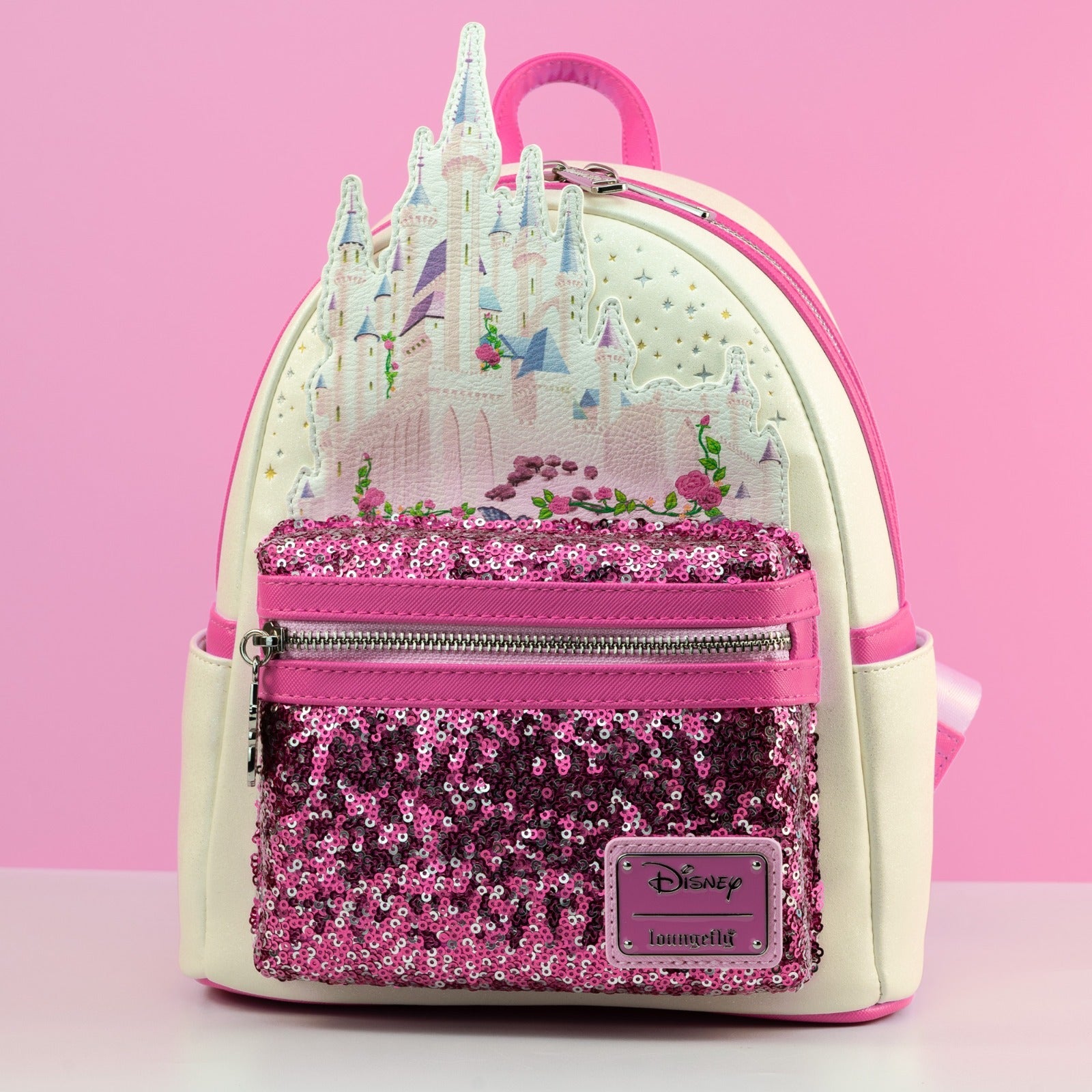 Loungefly x Disney Sleeping Beauty Aurora's Castle Sequin Mini Backpack - GeekCore