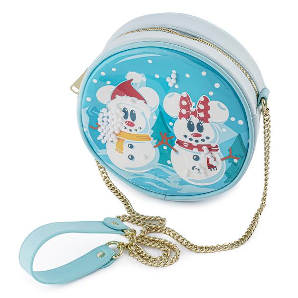 Loungefly x Disney Snowman Mickey and Minnie Mouse Snow Globe Crossbody Bag - GeekCore