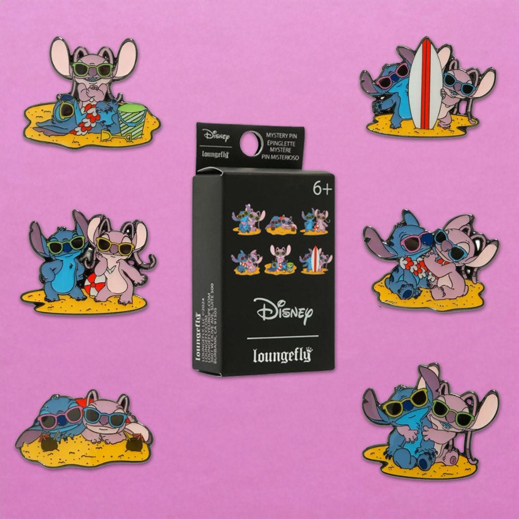 Loungefly x Disney Stitch & Angel Beach Scene Blind Box Mystery Pin - GeekCore