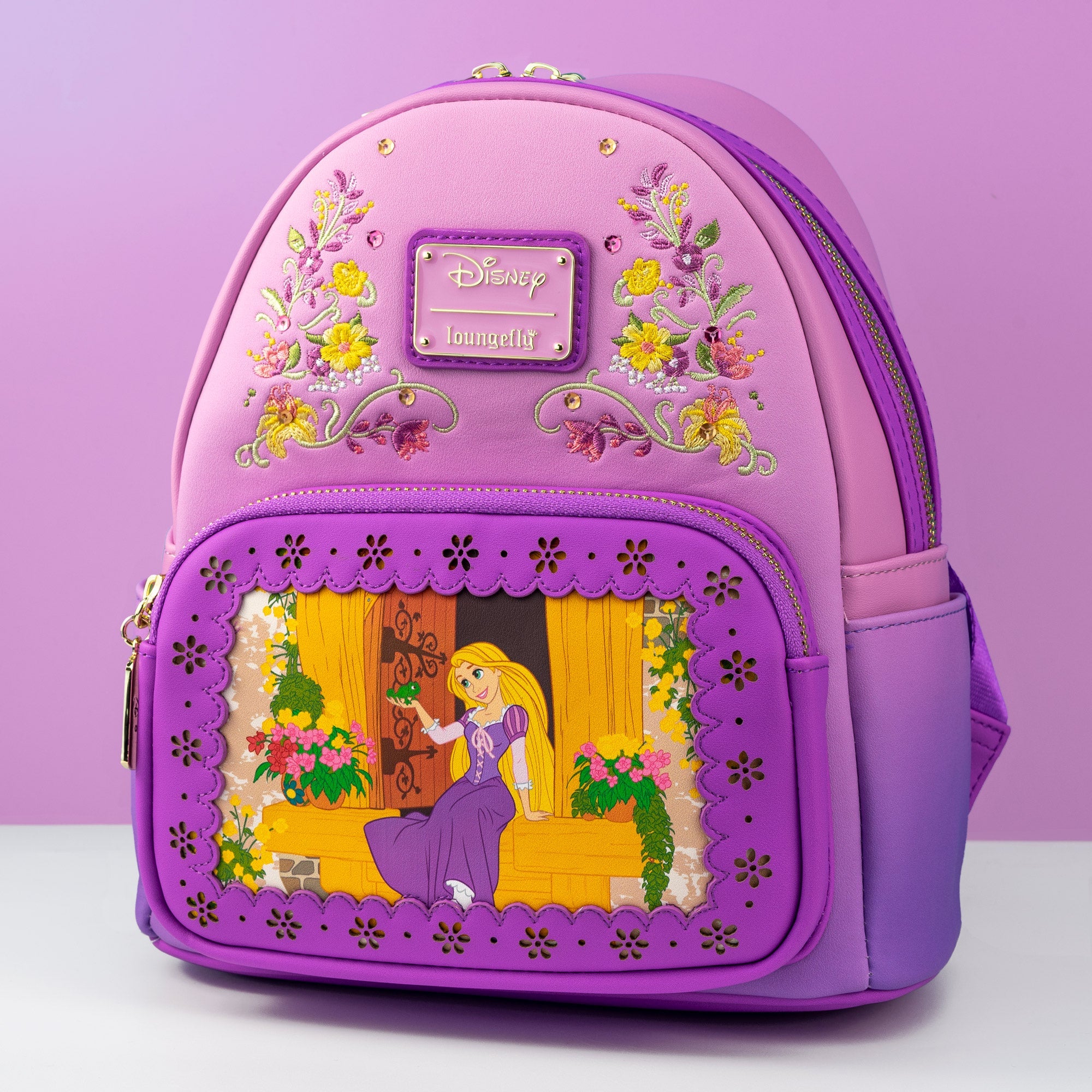 Loungefly x Disney Tangled Rapunzel Die Cut Window Scene Mini Backpack - GeekCore