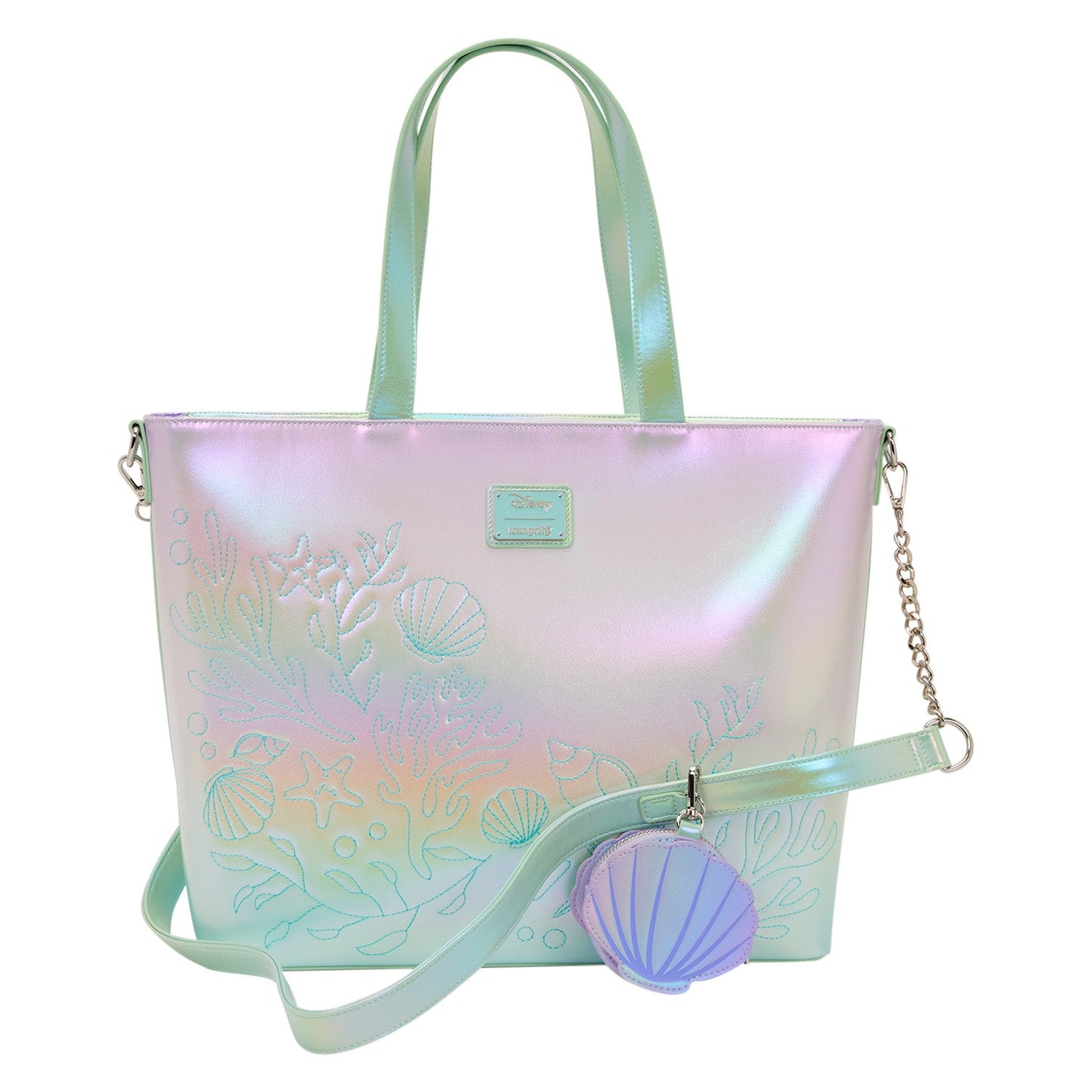 Loungefly x Disney The Little Mermaid Ariel & Flounder Tote Bag With Coin Bag - GeekCore