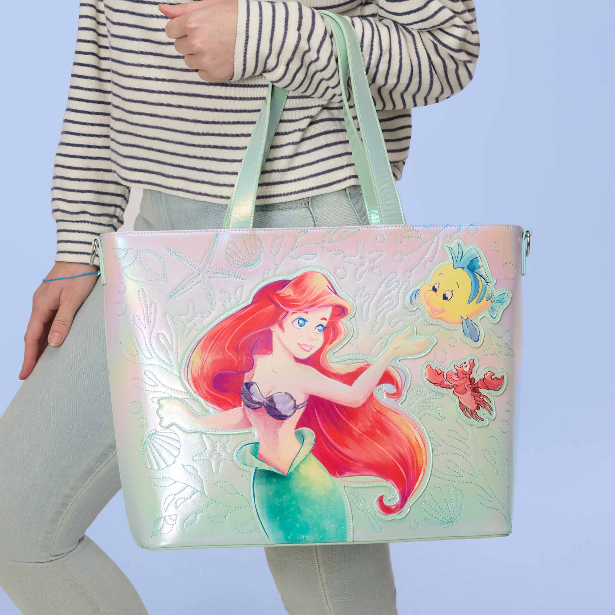 Loungefly x Disney The Little Mermaid Ariel & Flounder Tote Bag With Coin Bag - GeekCore