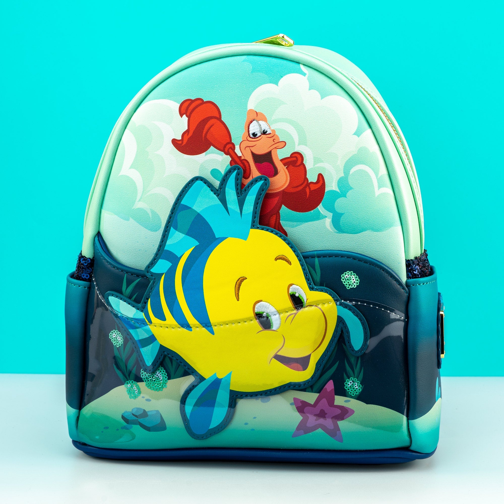 Loungefly x Disney The Little Mermaid Flounder and Sebastian Mini Backpack - GeekCore