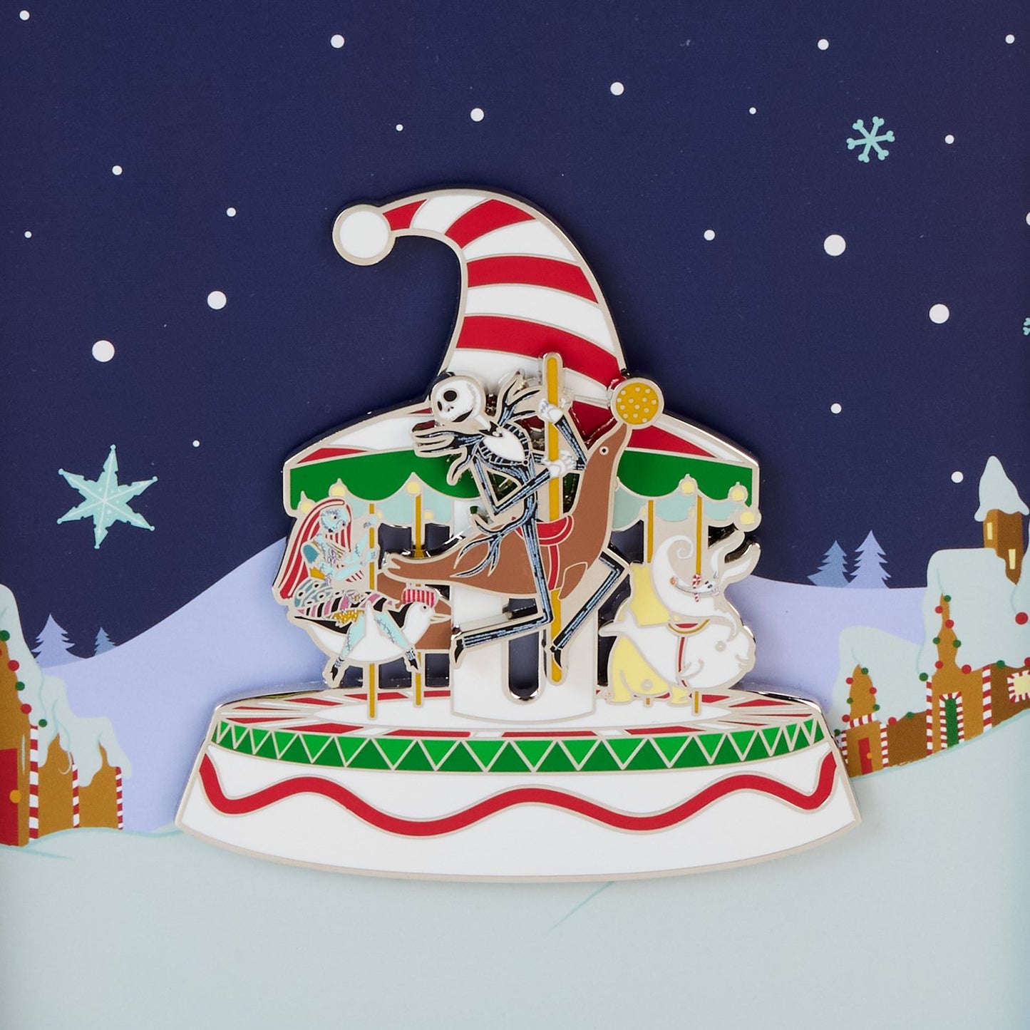Loungefly x Disney The Nightmare Before Christmas Christmas Town Carousel Sliding 3" Collectors Pin - GeekCore