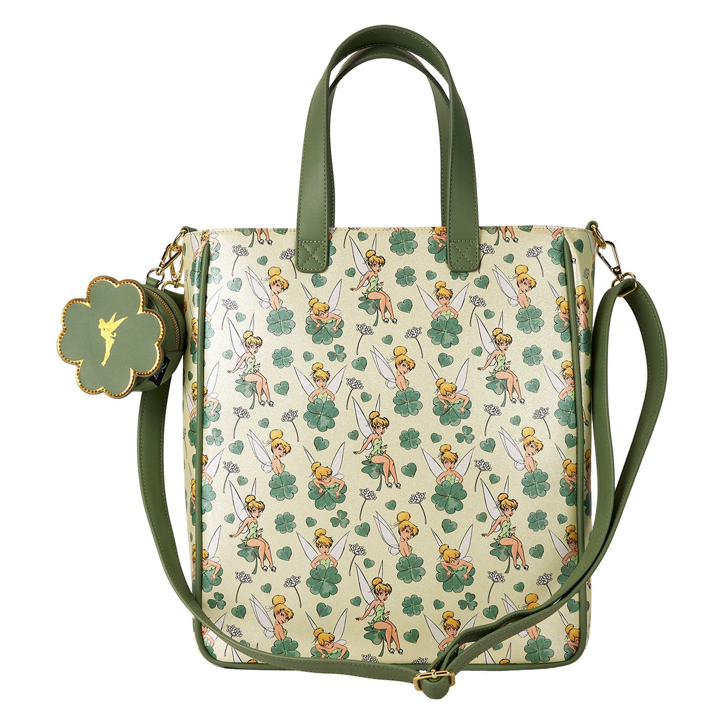 Loungefly x Disney Tinker Bell Four - Leaf Clover Tote Bag with Coin Bag - GeekCore