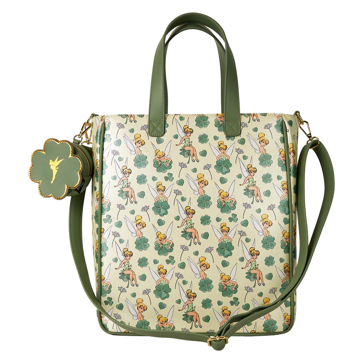 Loungefly x Disney Tinker Bell Four - Leaf Clover Tote Bag with Coin Bag - GeekCore